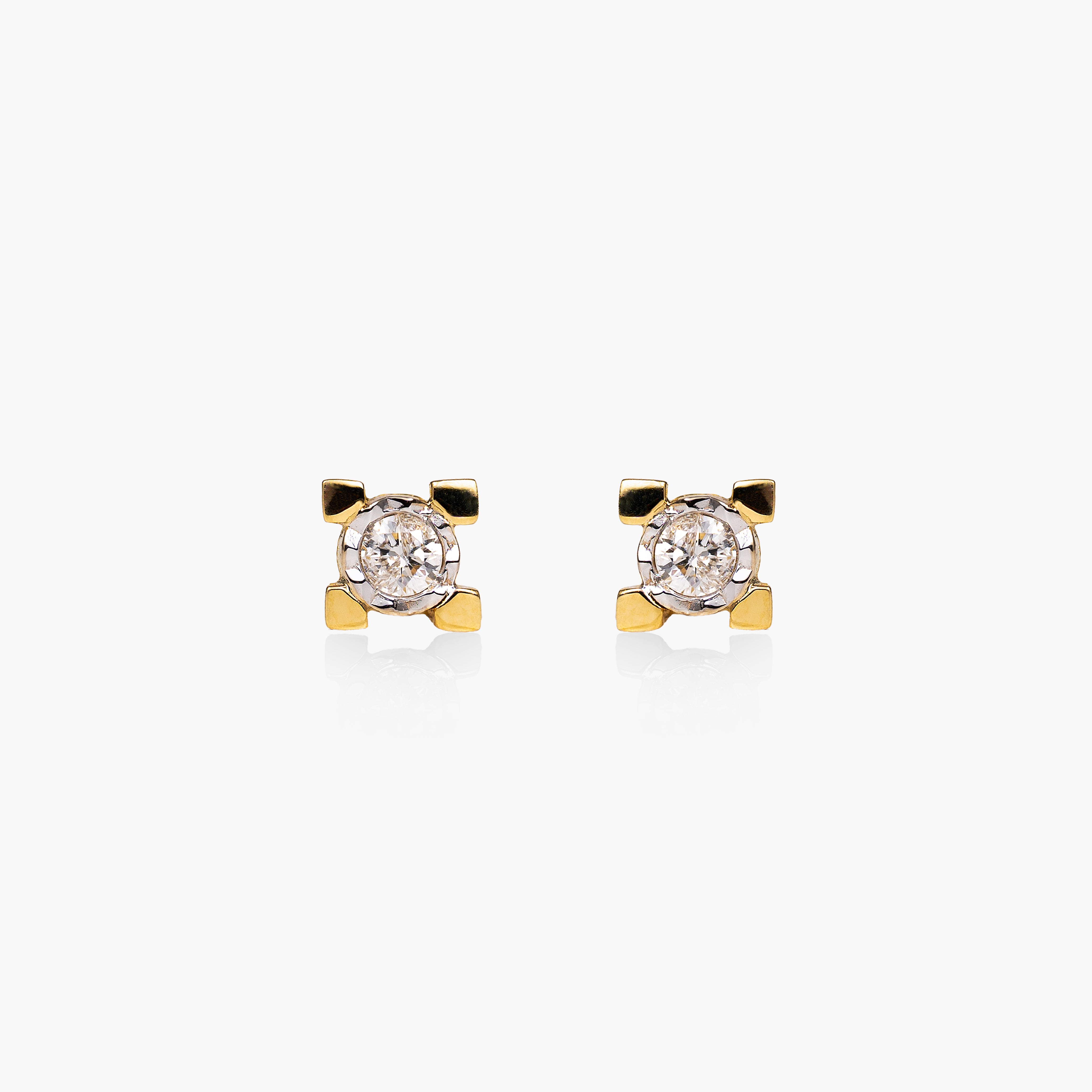 Gold Square Spotlight Diamond Earrings
