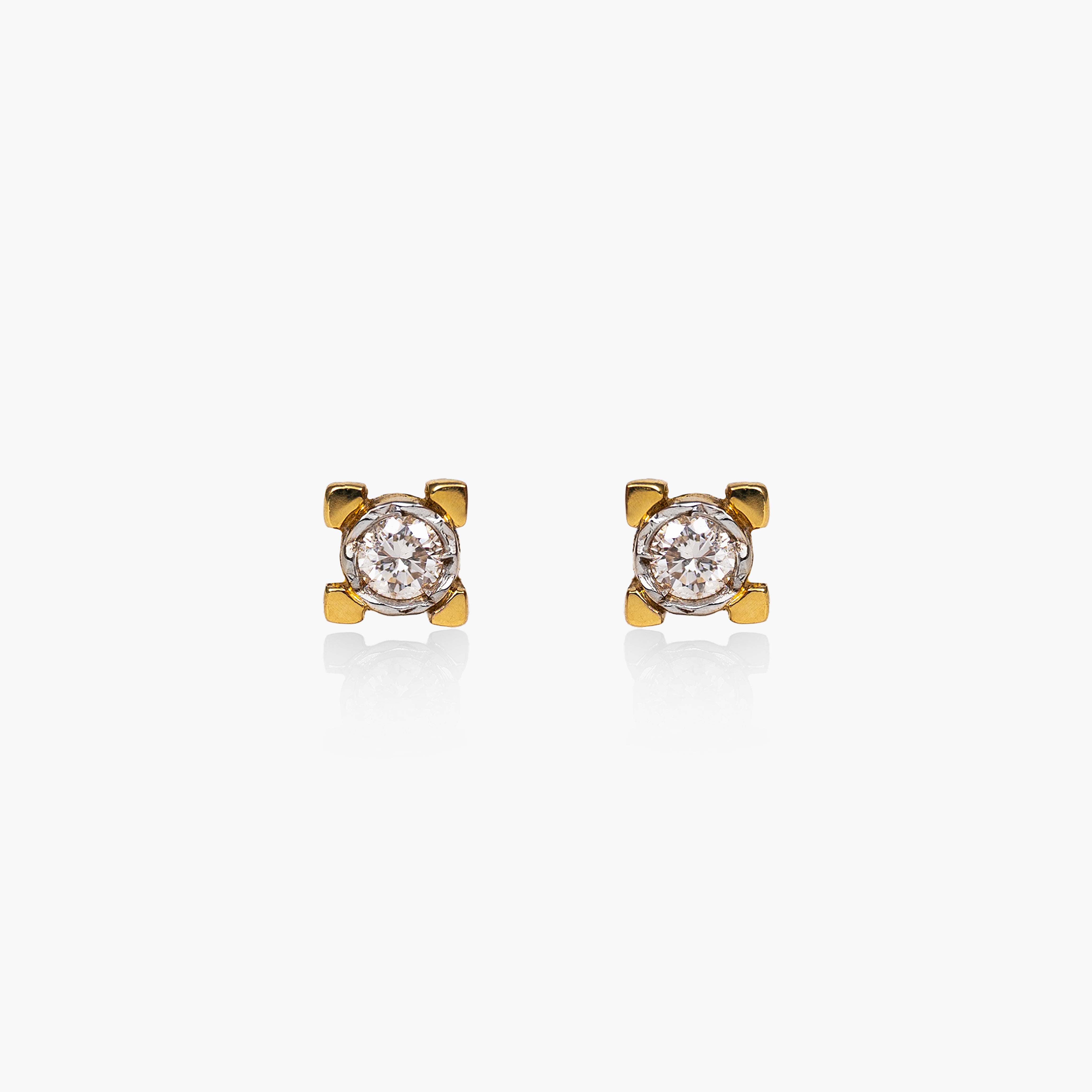 Gold Square Spotlight Diamond Earrings