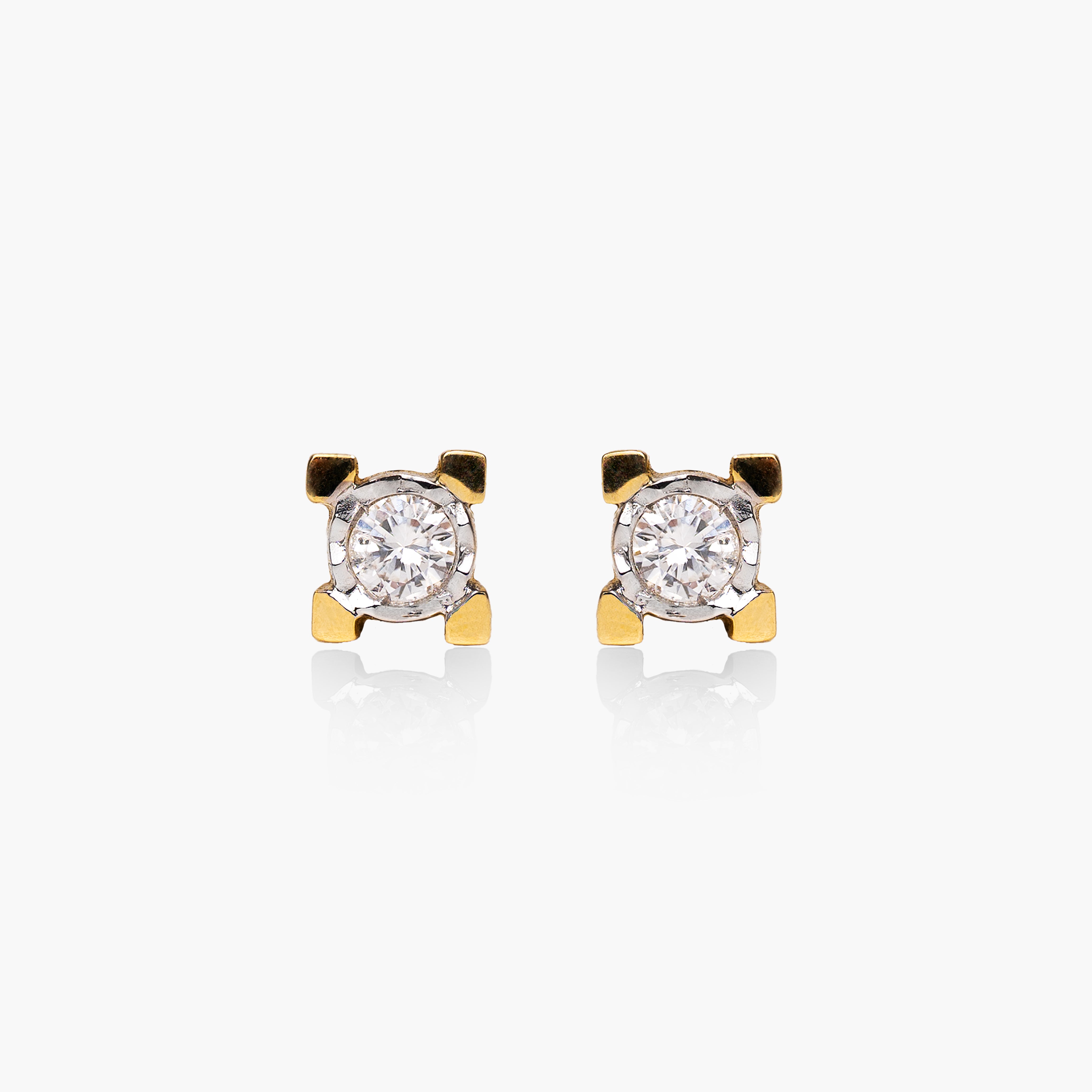 Gold Square Spotlight Diamond Earrings