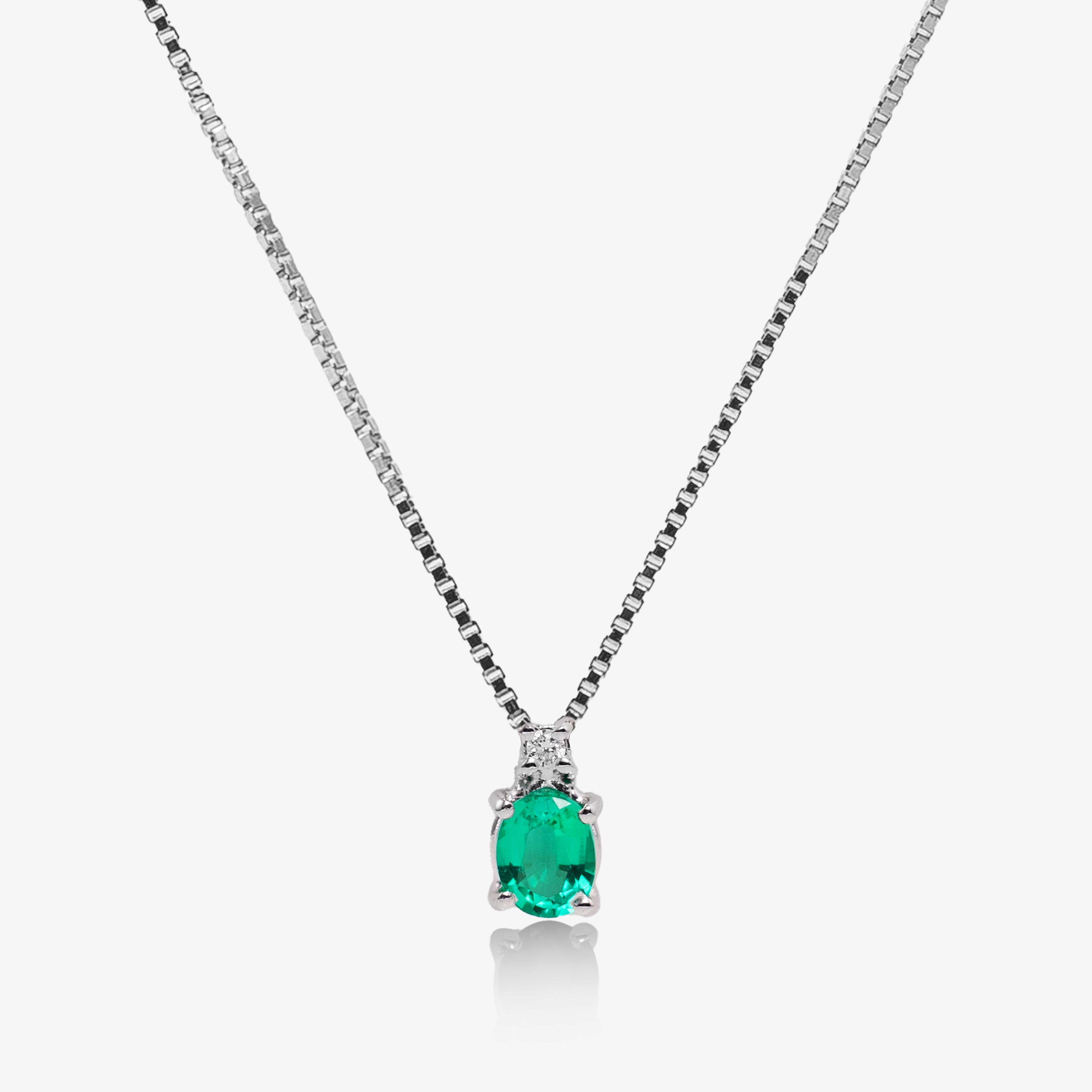 Colier aur 18k cu smarald 0.34 ct si diamante