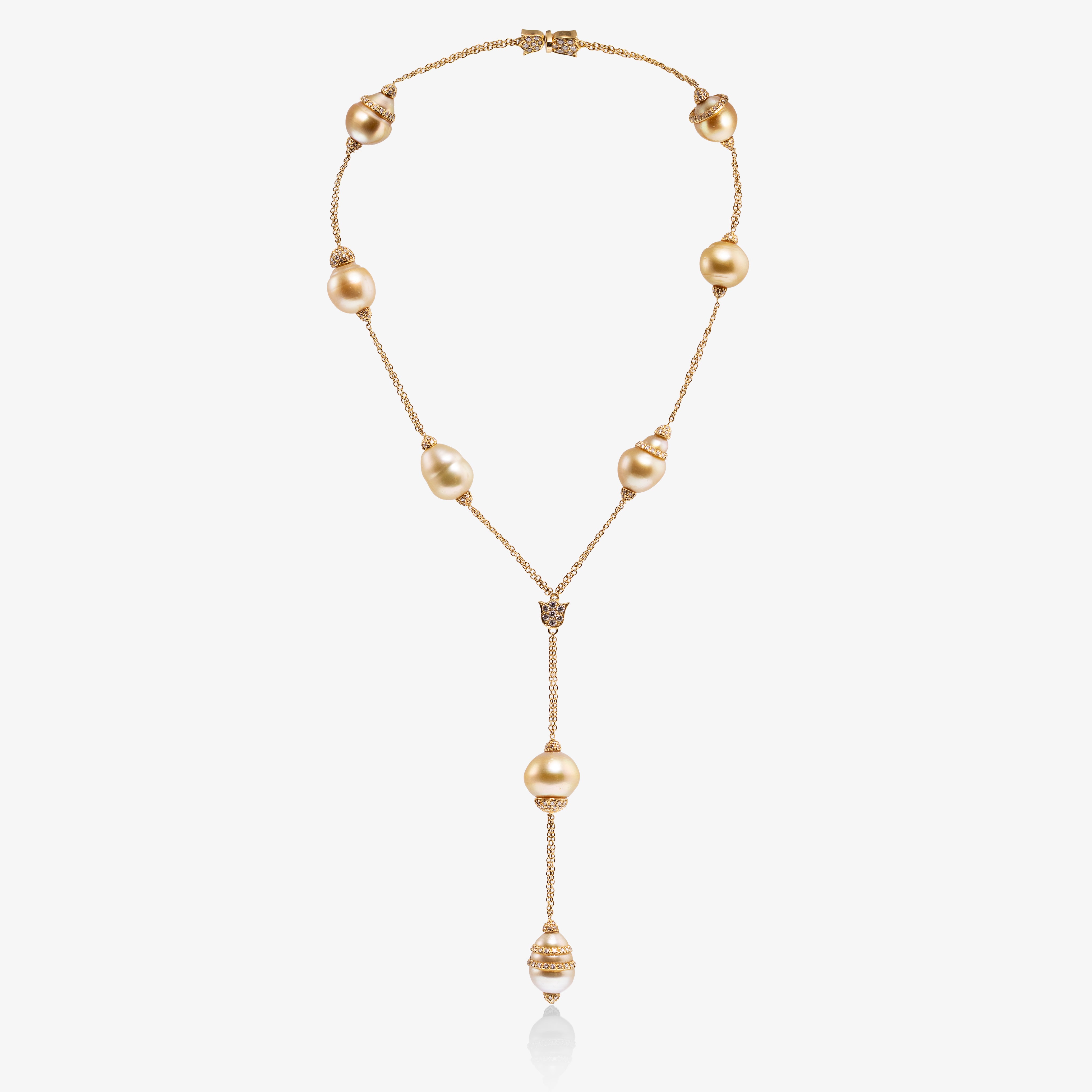 Colier aur 18k cu diamante 3.05 ct si perle naturale de cultura