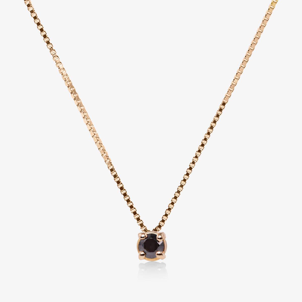 Colier aur roz 18k cu diamant negru