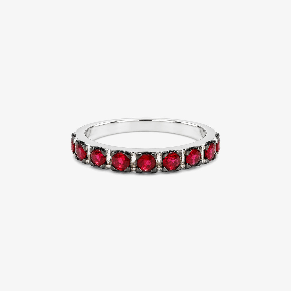 Inel semi-eternity din aur 18K cu rubine 0,81 ct