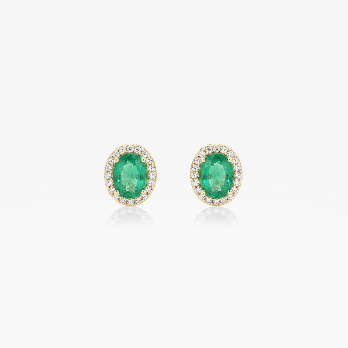 Cercei stud din aur galben 18K cu smaralde 0,81 ct și diamante 0,12 ct – KP0033317