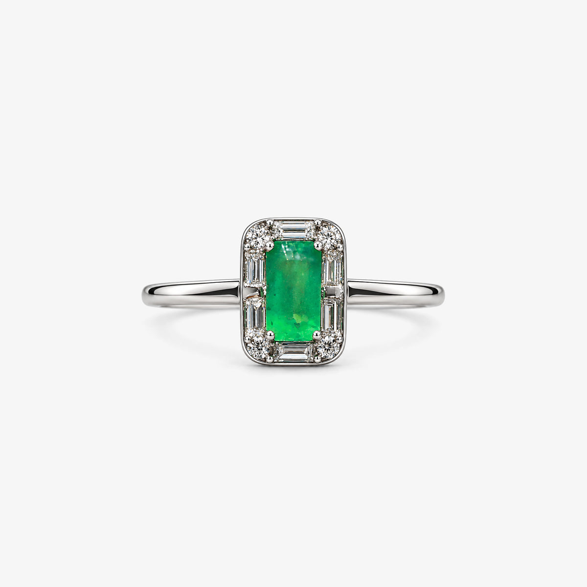 Inel din aur 18K cu smaralde și diamante (0,47 + 0,13 ct)