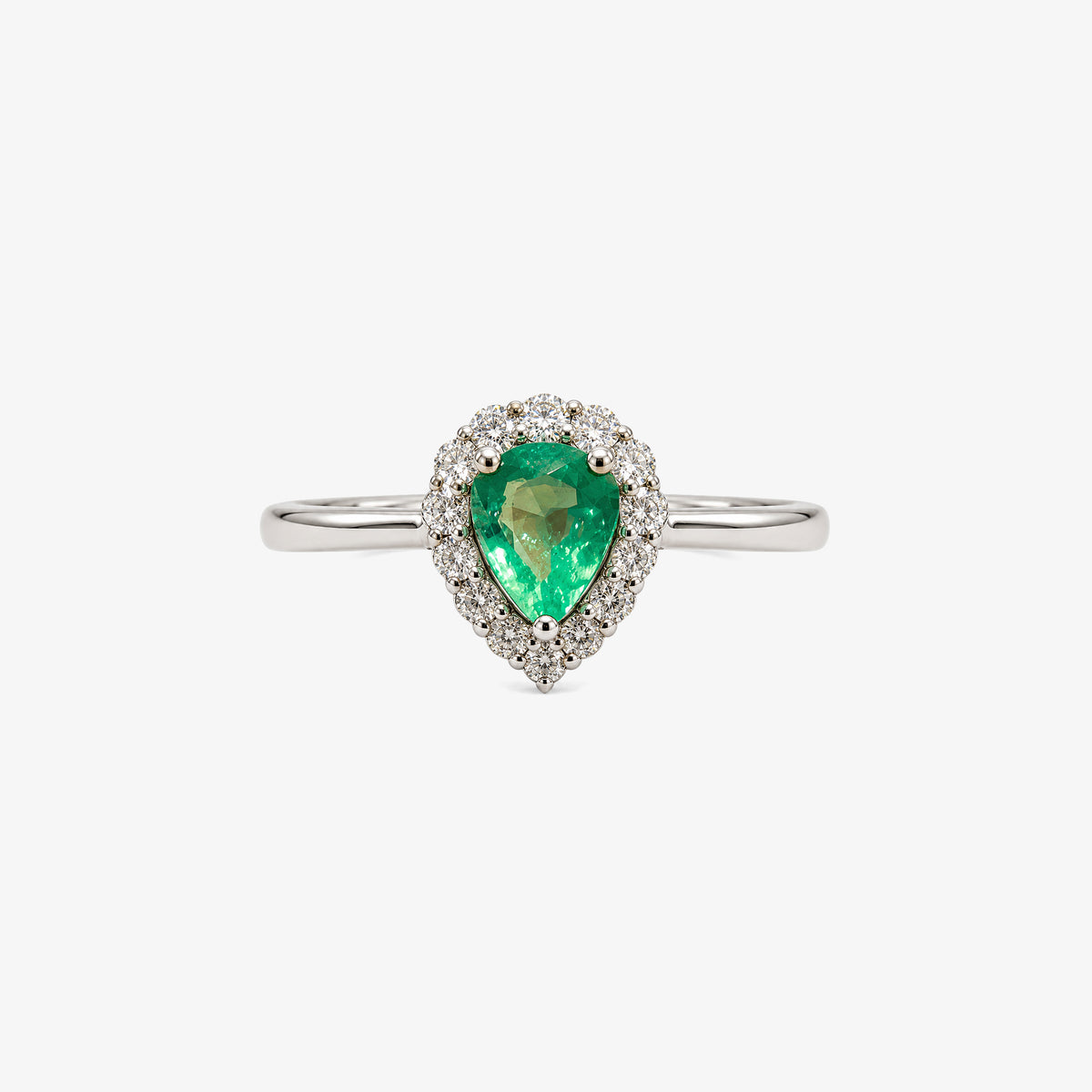 Inel din aur 18K cu smaralde și diamante (0,30 + 0,10 ct)