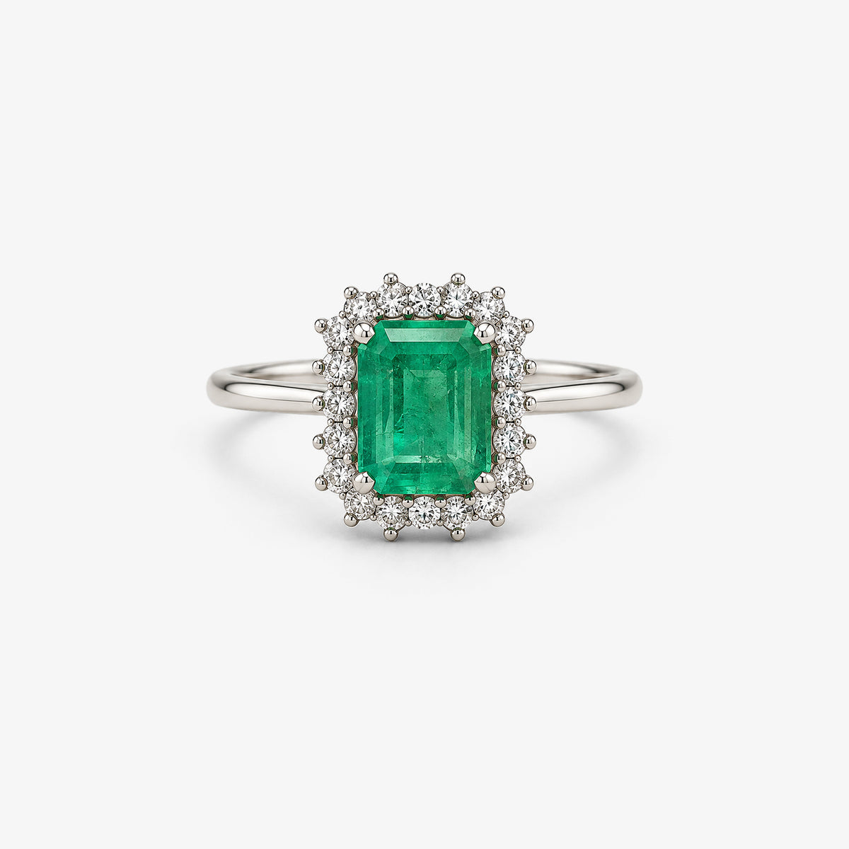 Inel din aur 18K cu smaralde și diamante (1,60 + 0,20 ct)