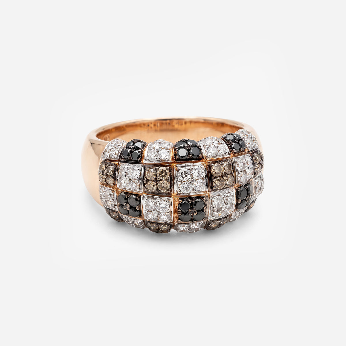 Inel din aur 18K cu diamante albe și fancy (0,63 + 0,66 ct)