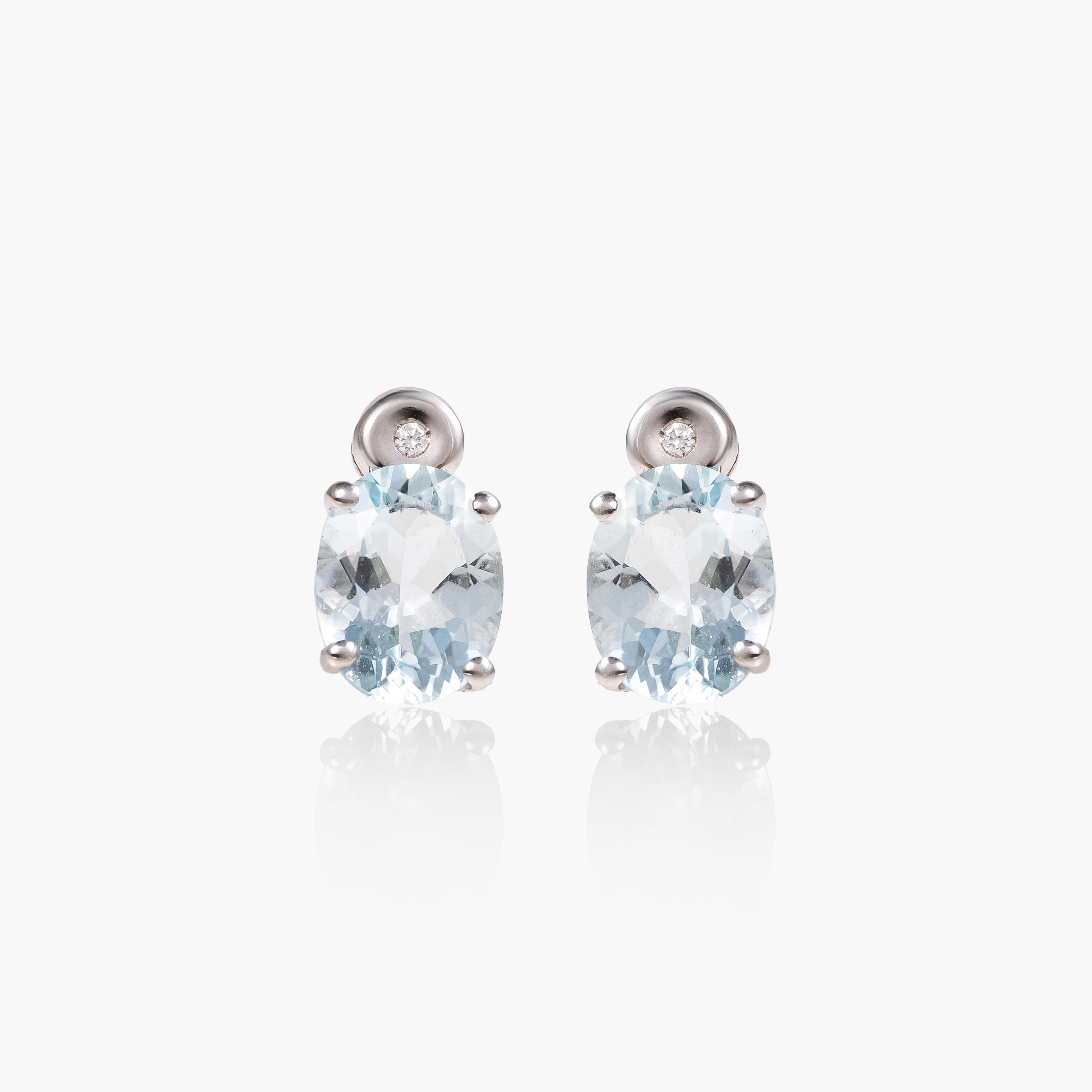 Cercei aur 18k cu aquamarine 3.00 ct si diamante