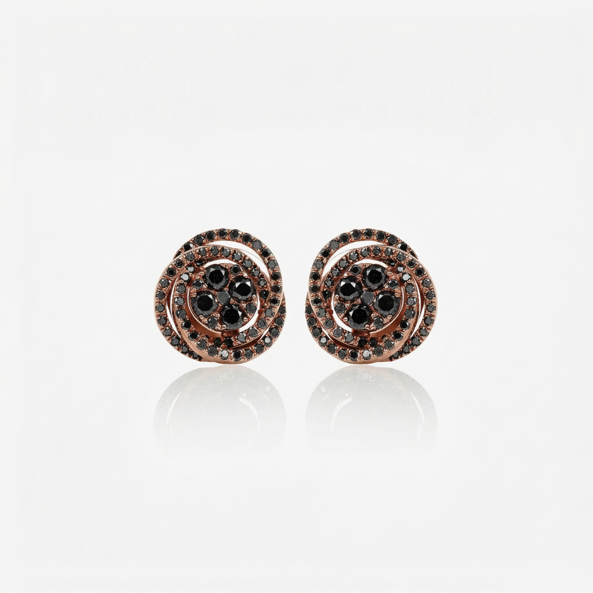 Cercei aur roz 18k cu diamante negre 0.72 ct