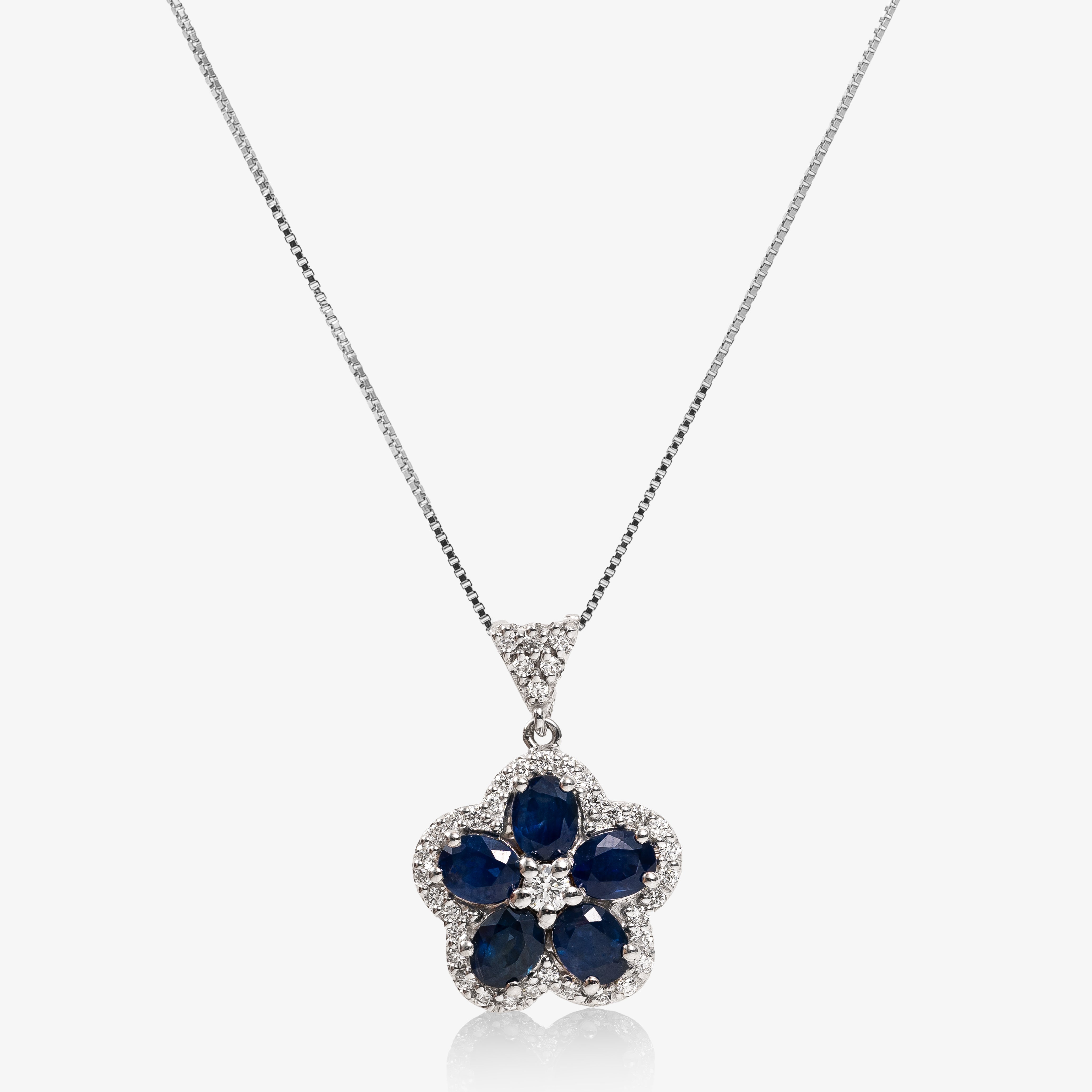 Colier aur 18k cu safire 2.16 ct si diamante