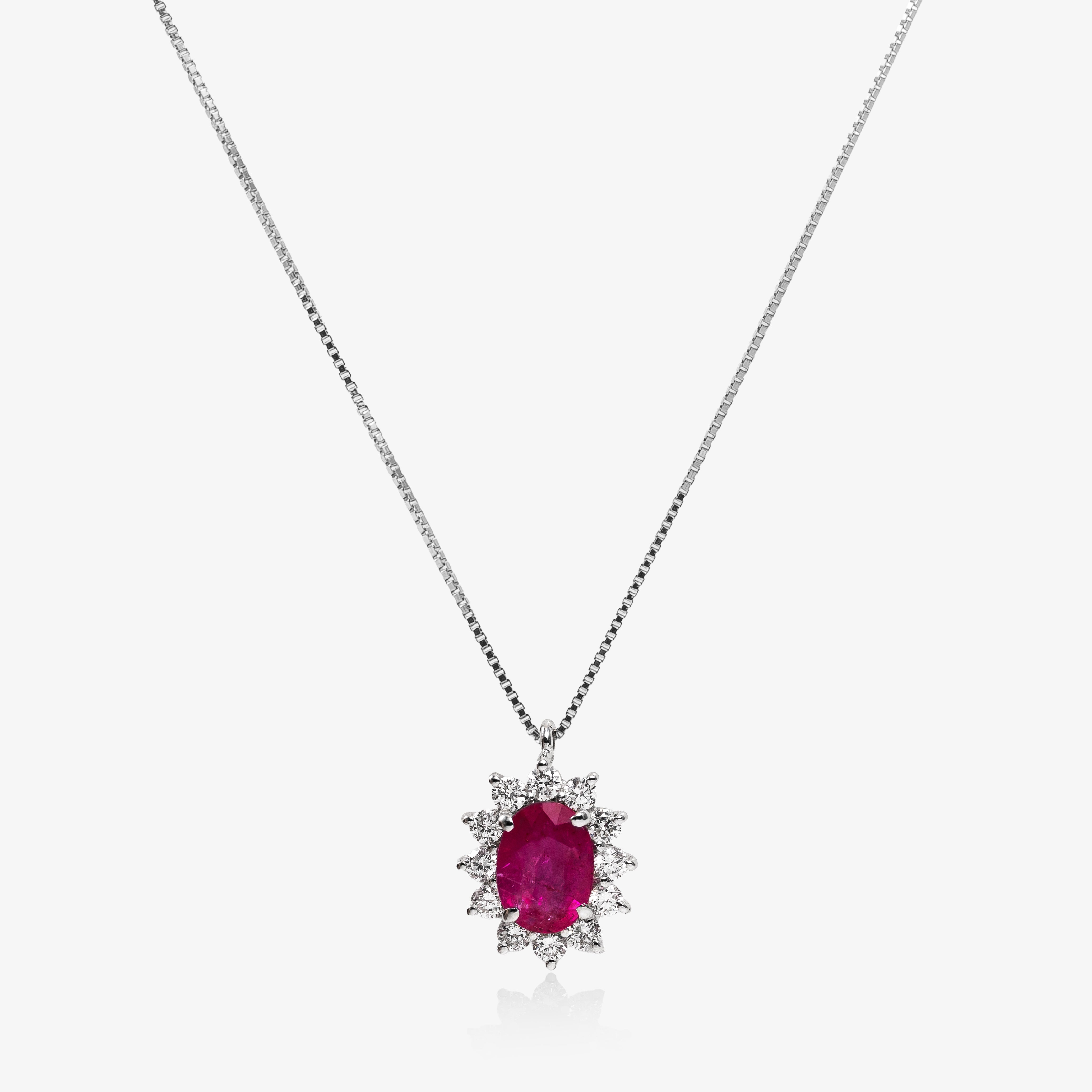 Colier aur 18k cu rubin 0.93 ct si diamante