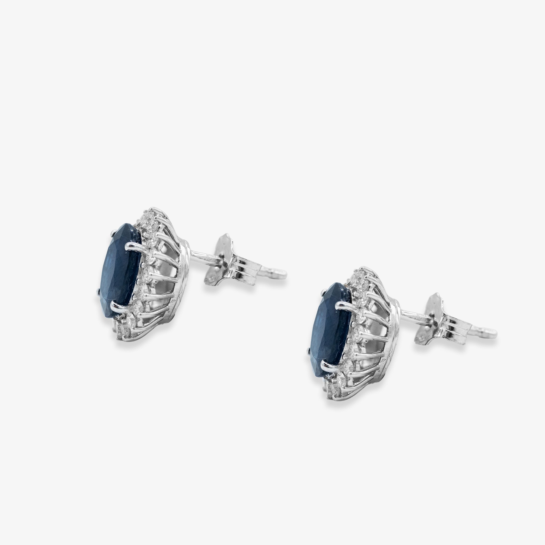 Cercei aur 18k cu safire 4.52 ct si diamante
