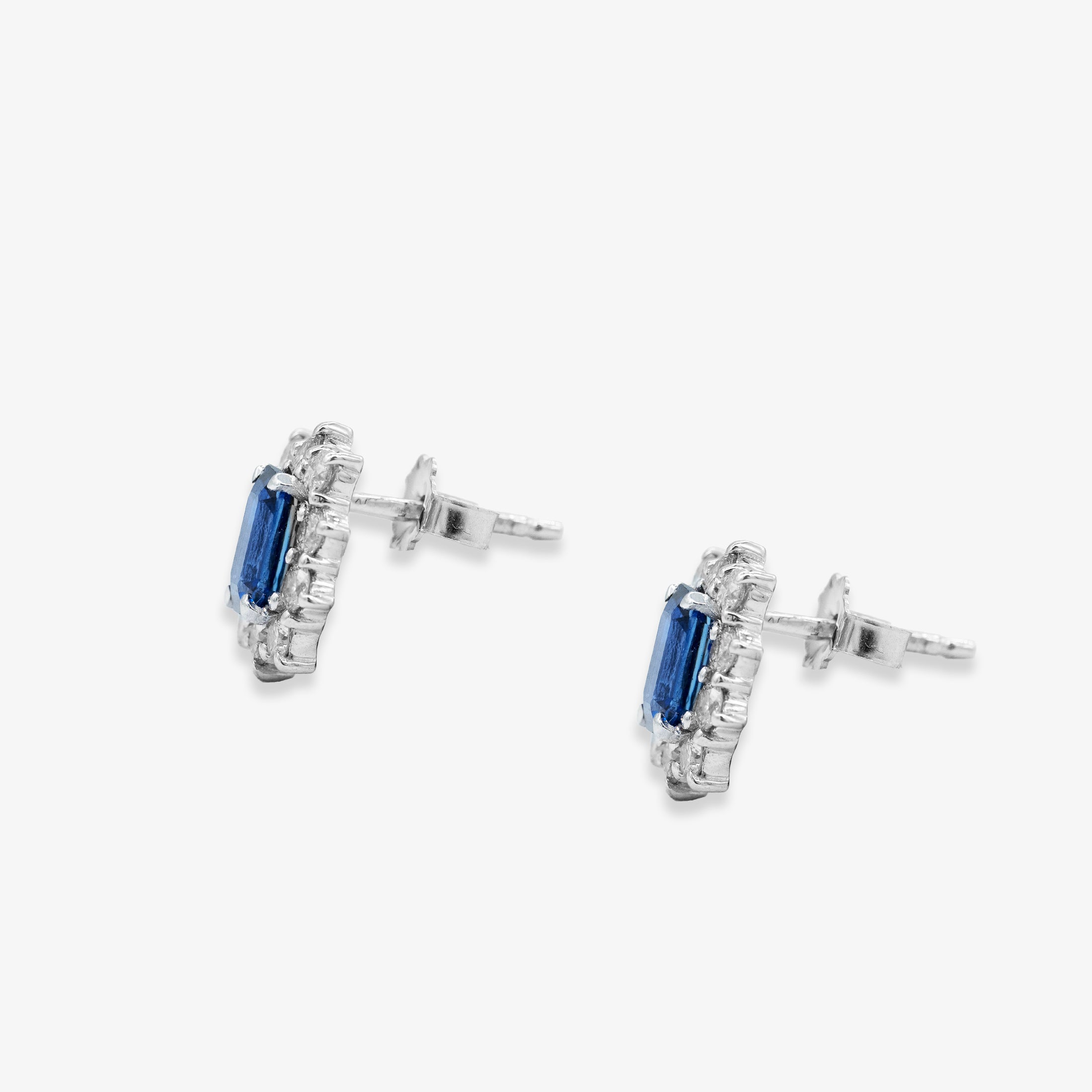 Cercei aur 18k cu safire 1.02 ct si diamante 0.70 ct