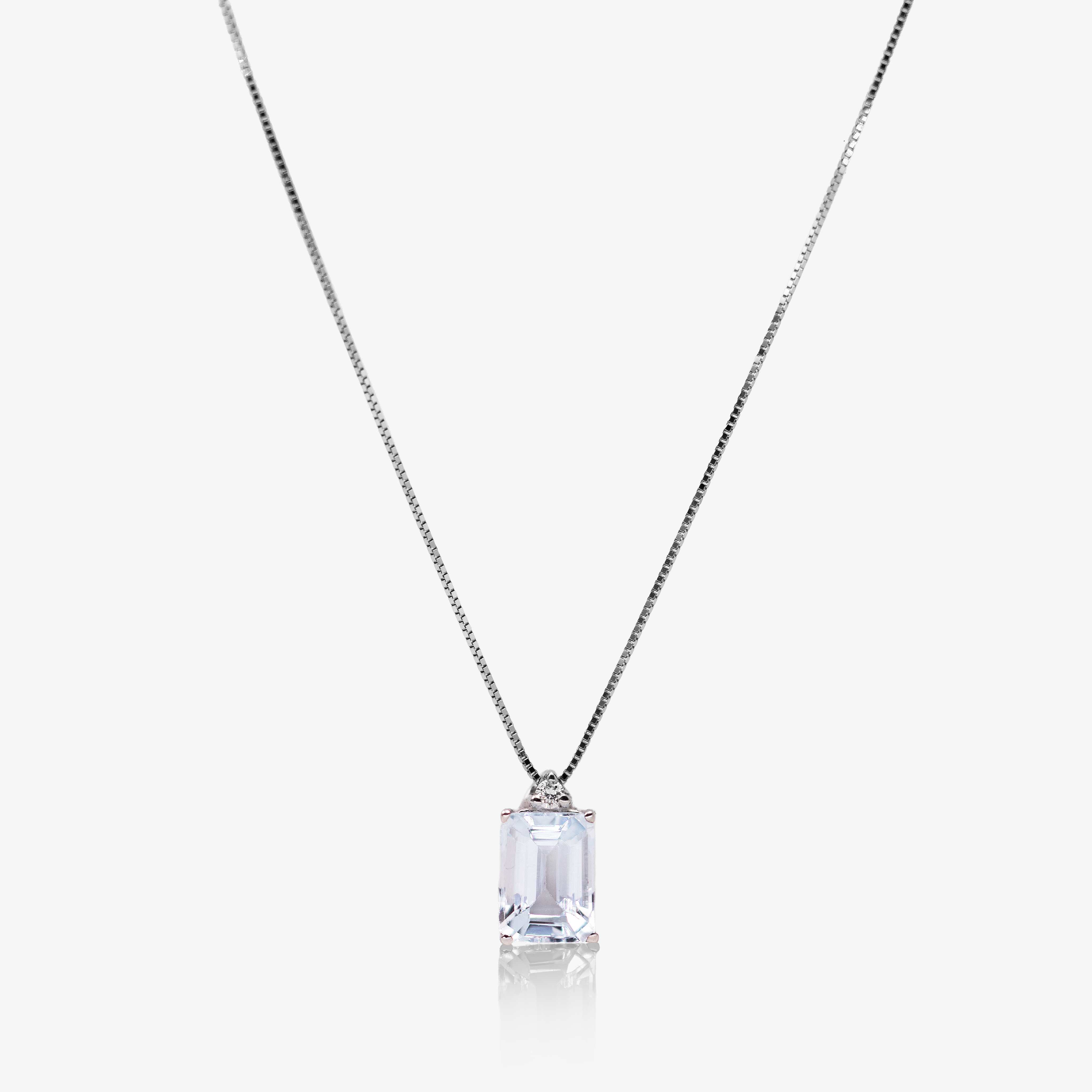 Colier aur 18k cu aquamarine 0.96 ct si diamante