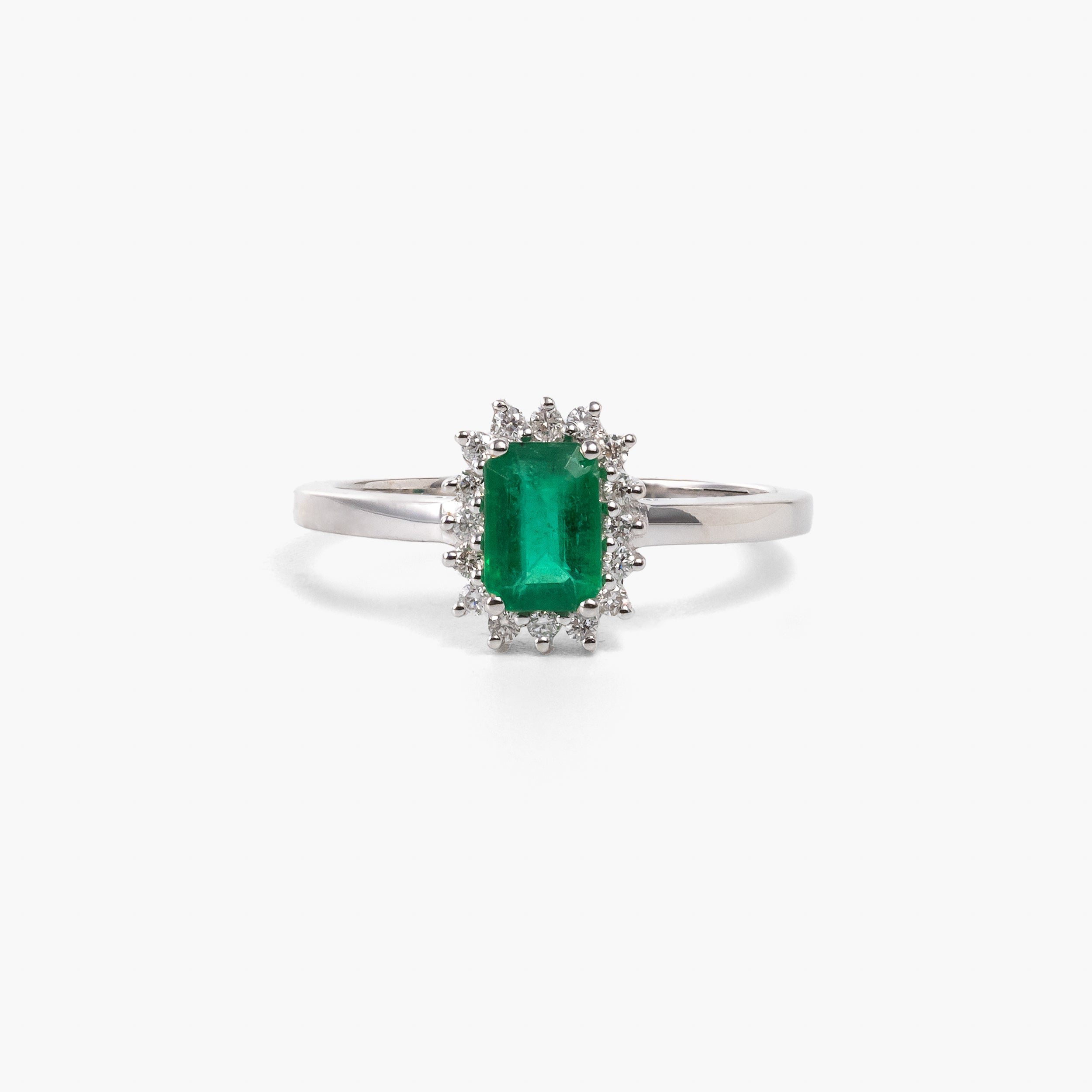 Inel aur 18k cu smarald 0.69 si diamante