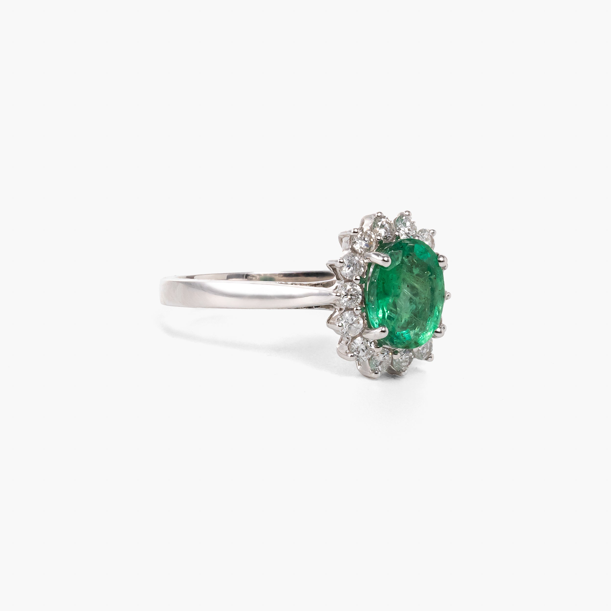 Inel aur 18k cu smarald 1.38 ct si diamante