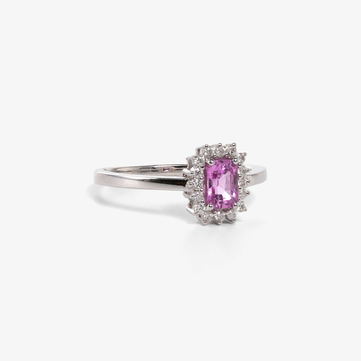 Inel aur 18k cu safir roz 0.70 ct si diamante