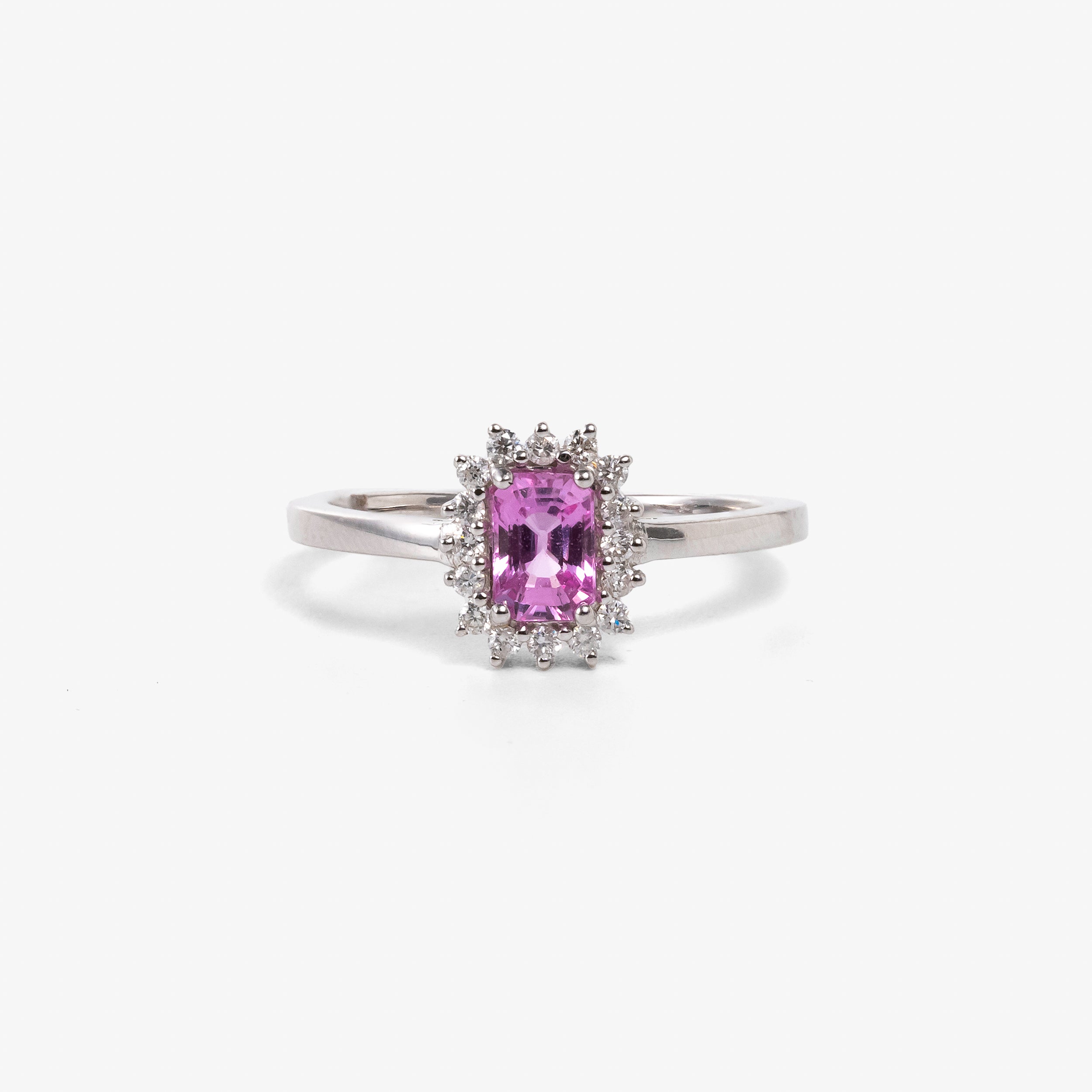 Inel aur 18k cu safir roz 0.70 ct si diamante