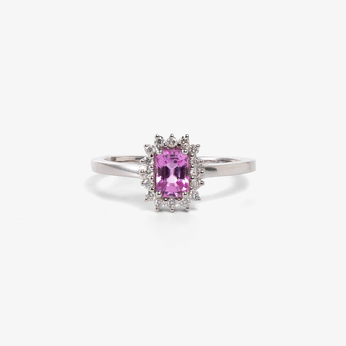 Inel aur 18k cu safir roz 0.70 ct si diamante