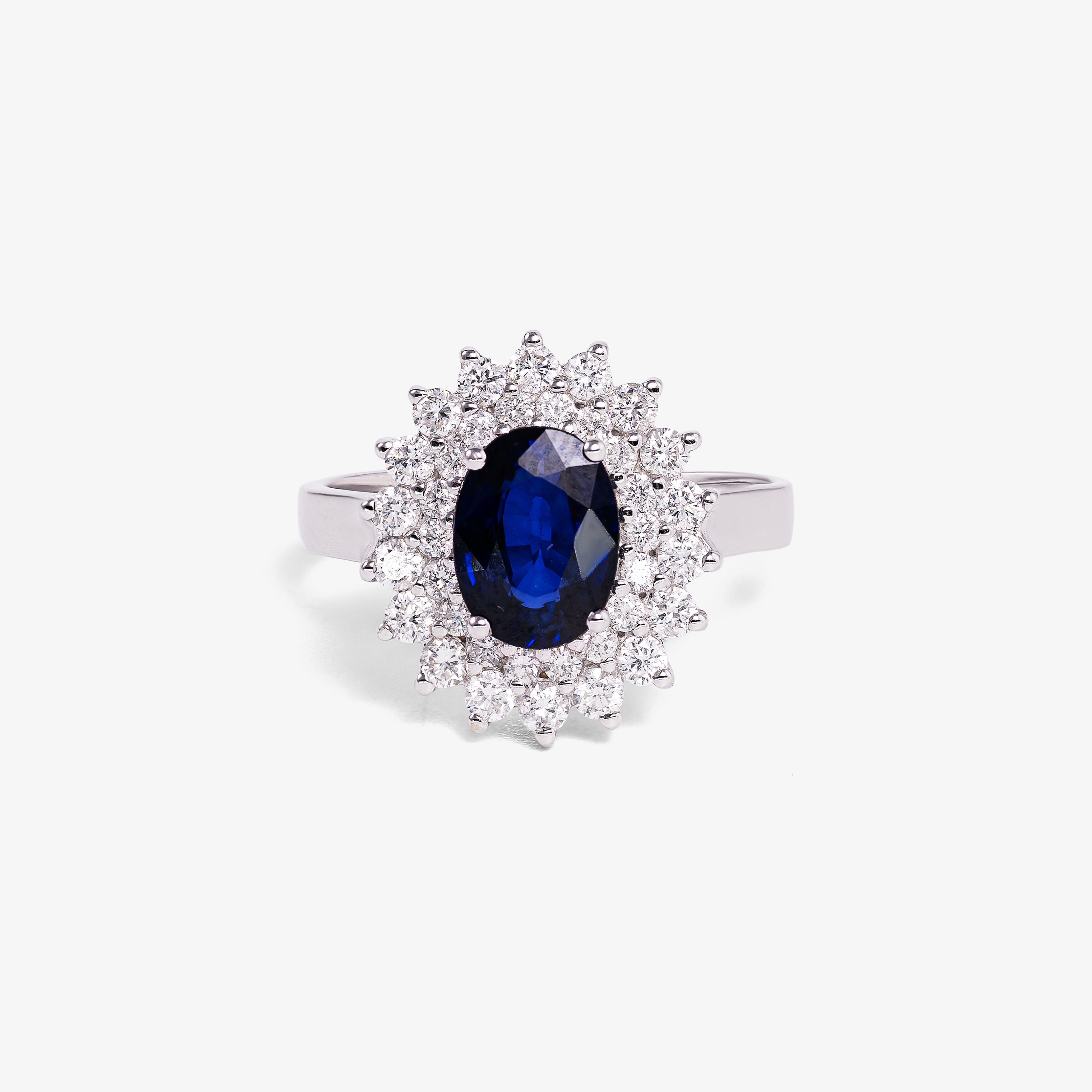 Inel aur 18k cu safir 1.59 ct si diamante 0.65 ct