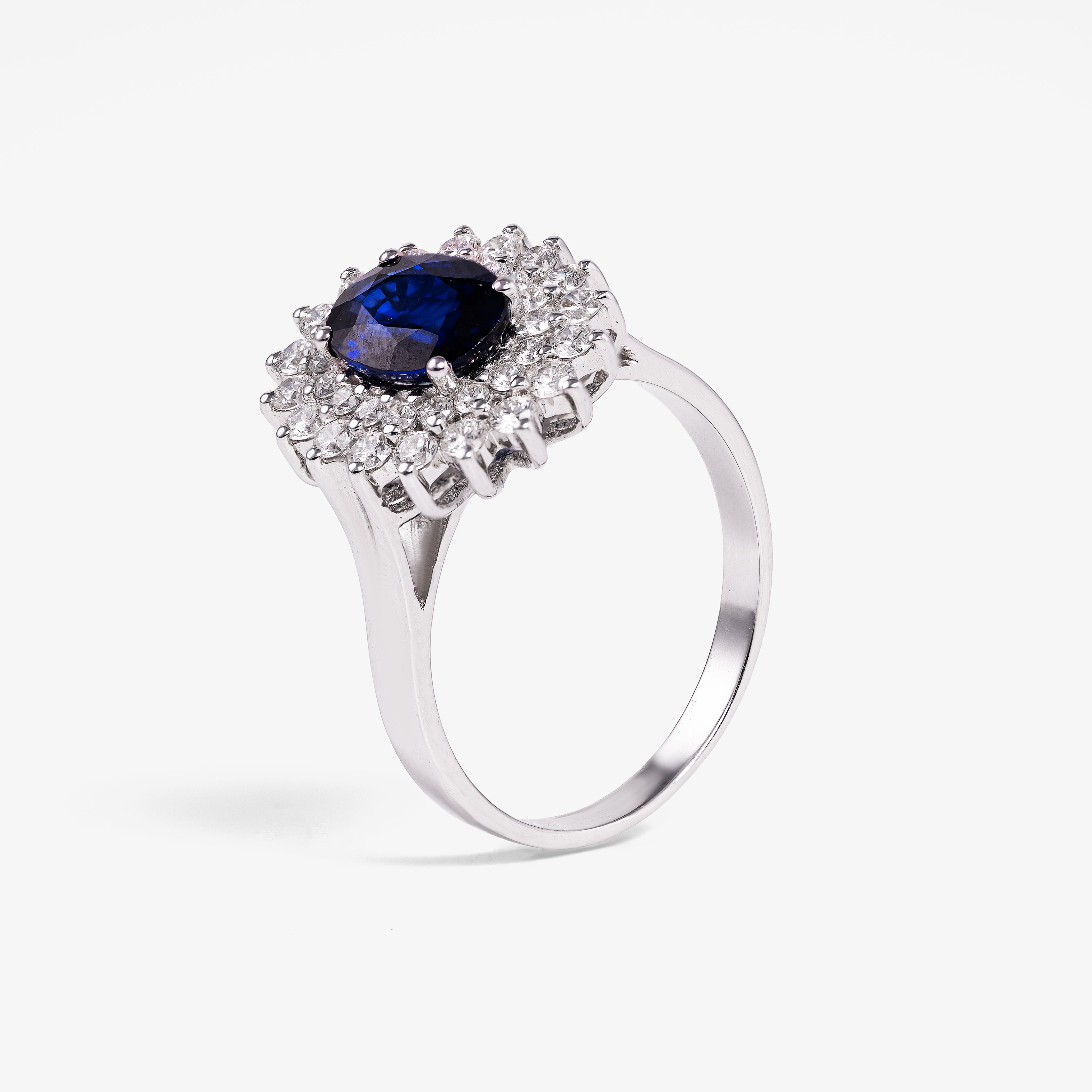 Inel aur 18k cu safir 1.59 ct si diamante 0.65 ct
