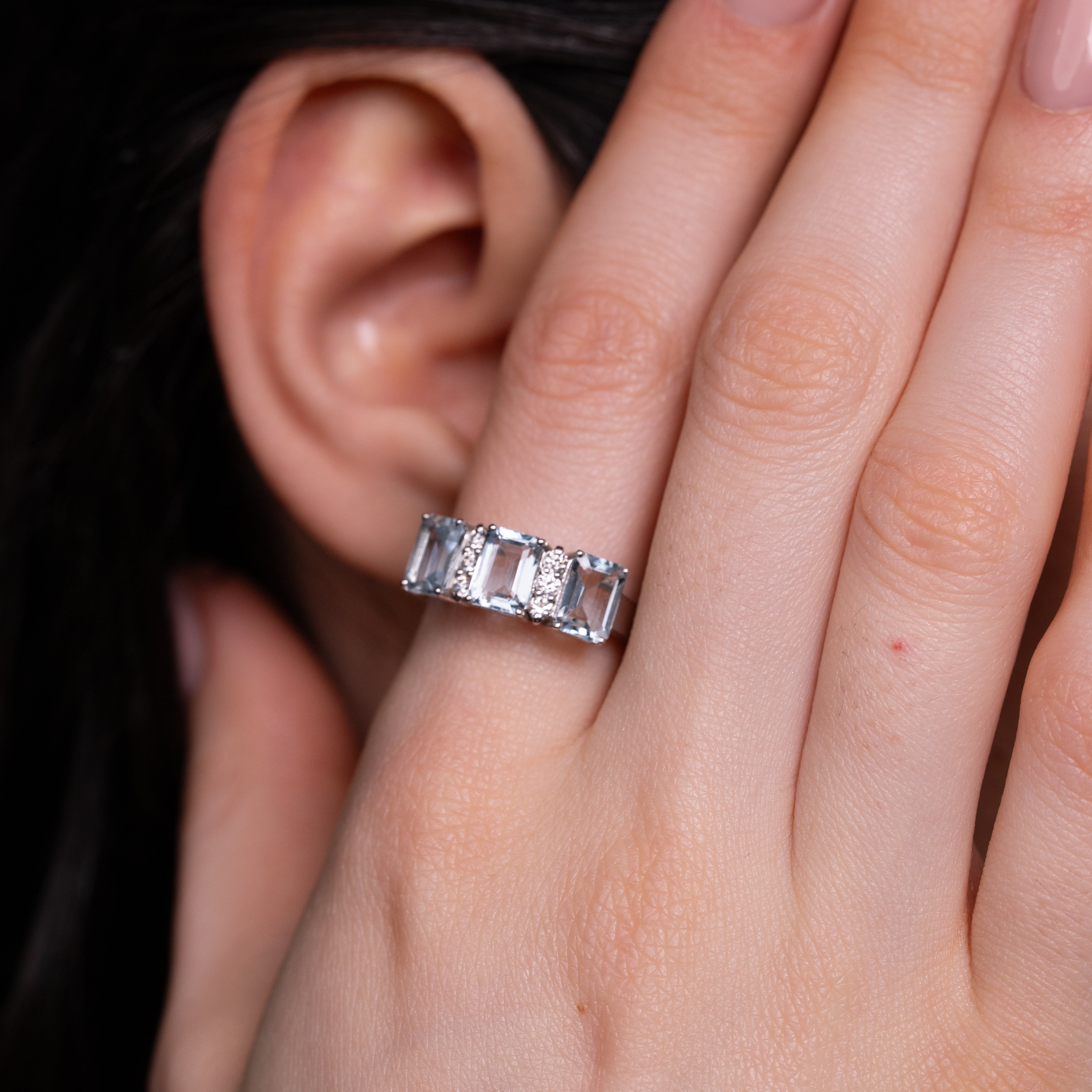 Inel aur 18k cu aquamarine 2.76 ct si diamante