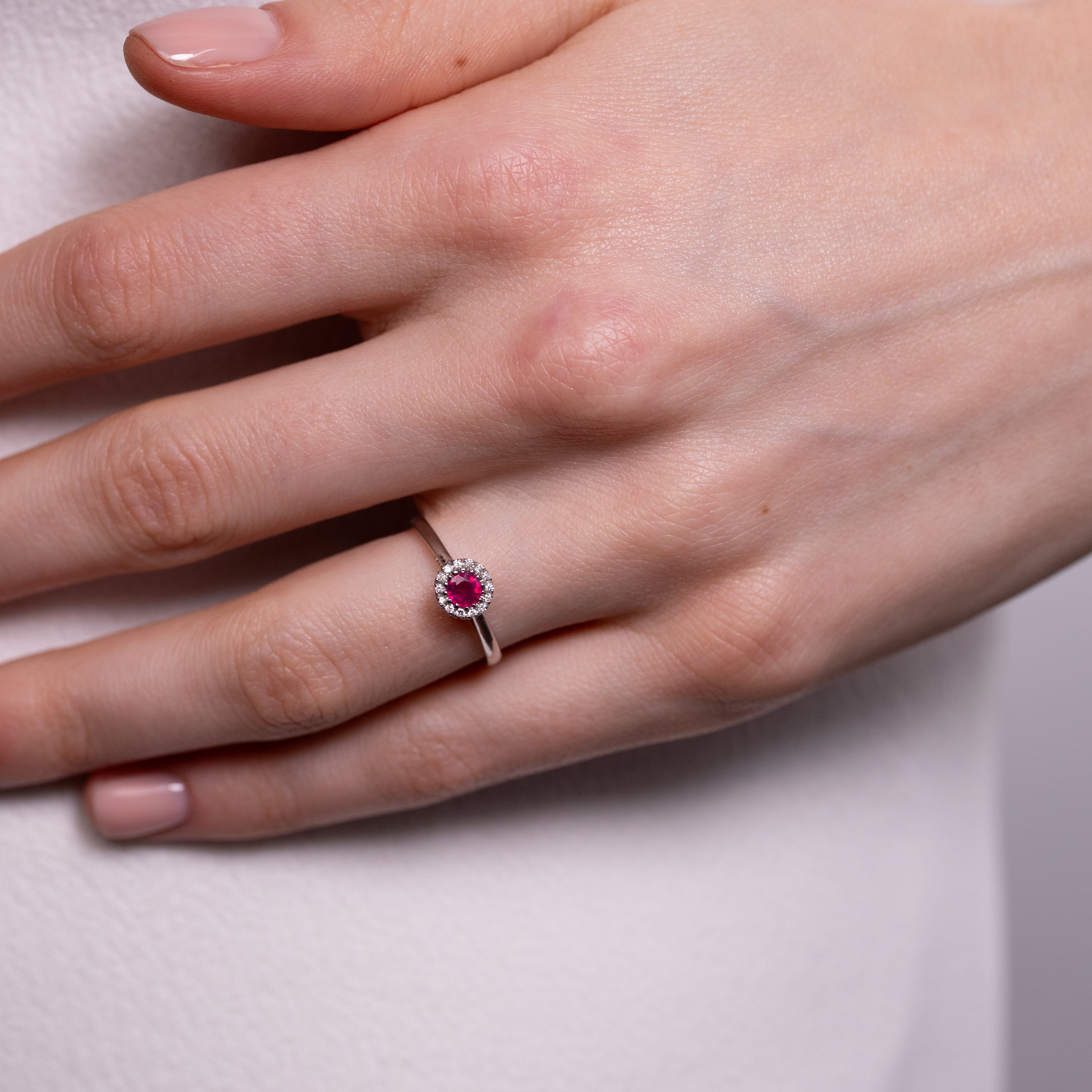 Ruby Round Sparkle Ring with Diamonds
