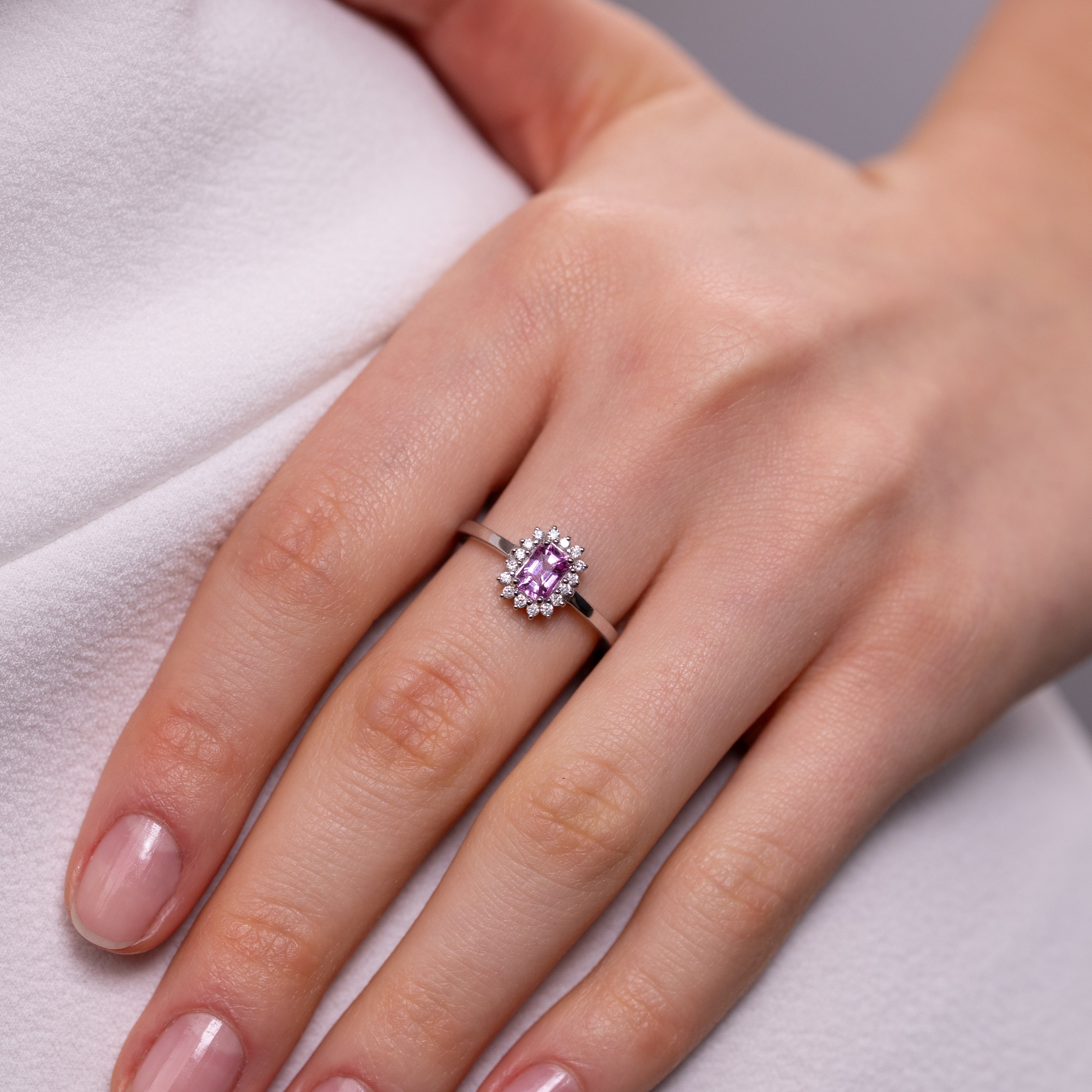 PINK SAPPHIRE AND DIAMOND RING