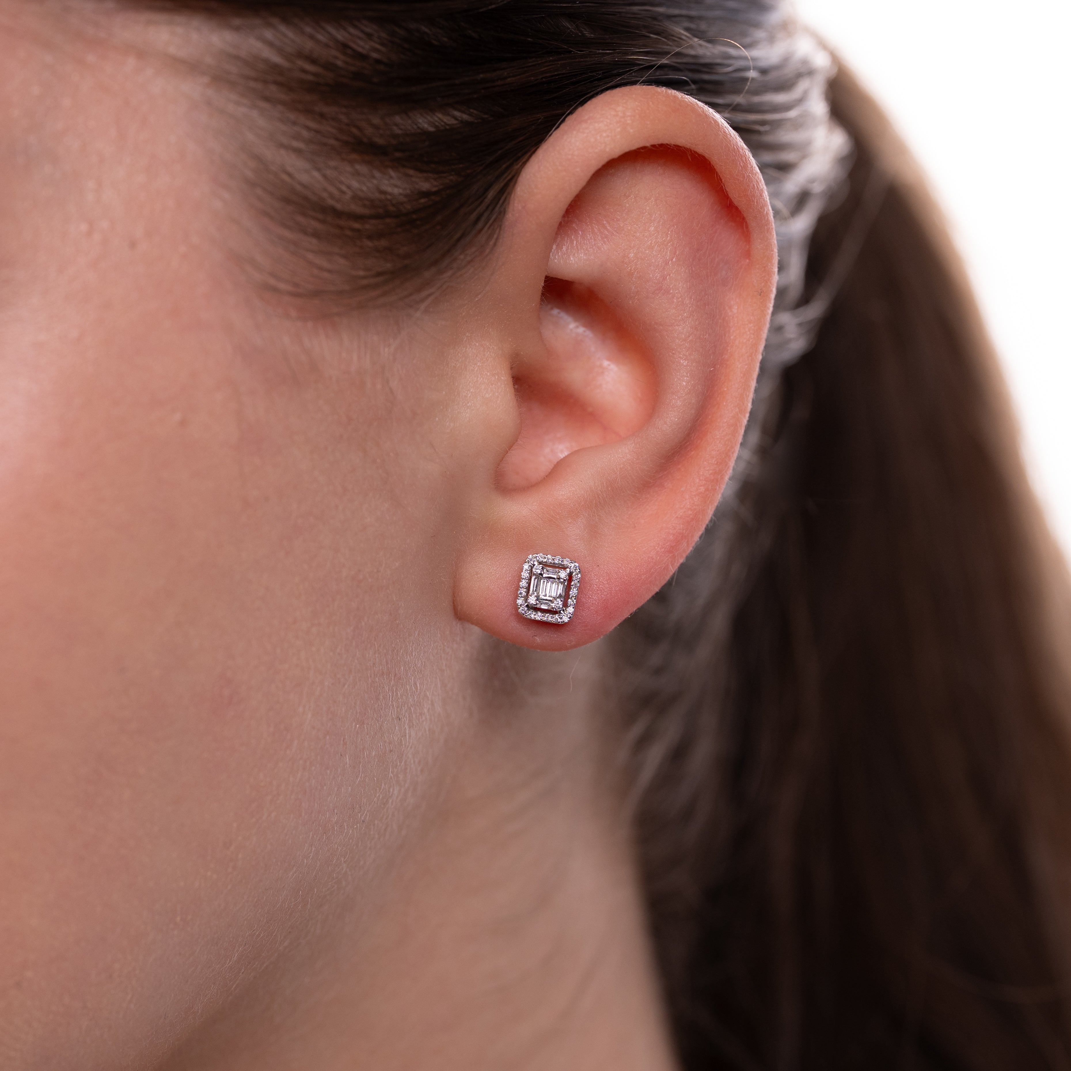 Square Baguette earrings with diamonds