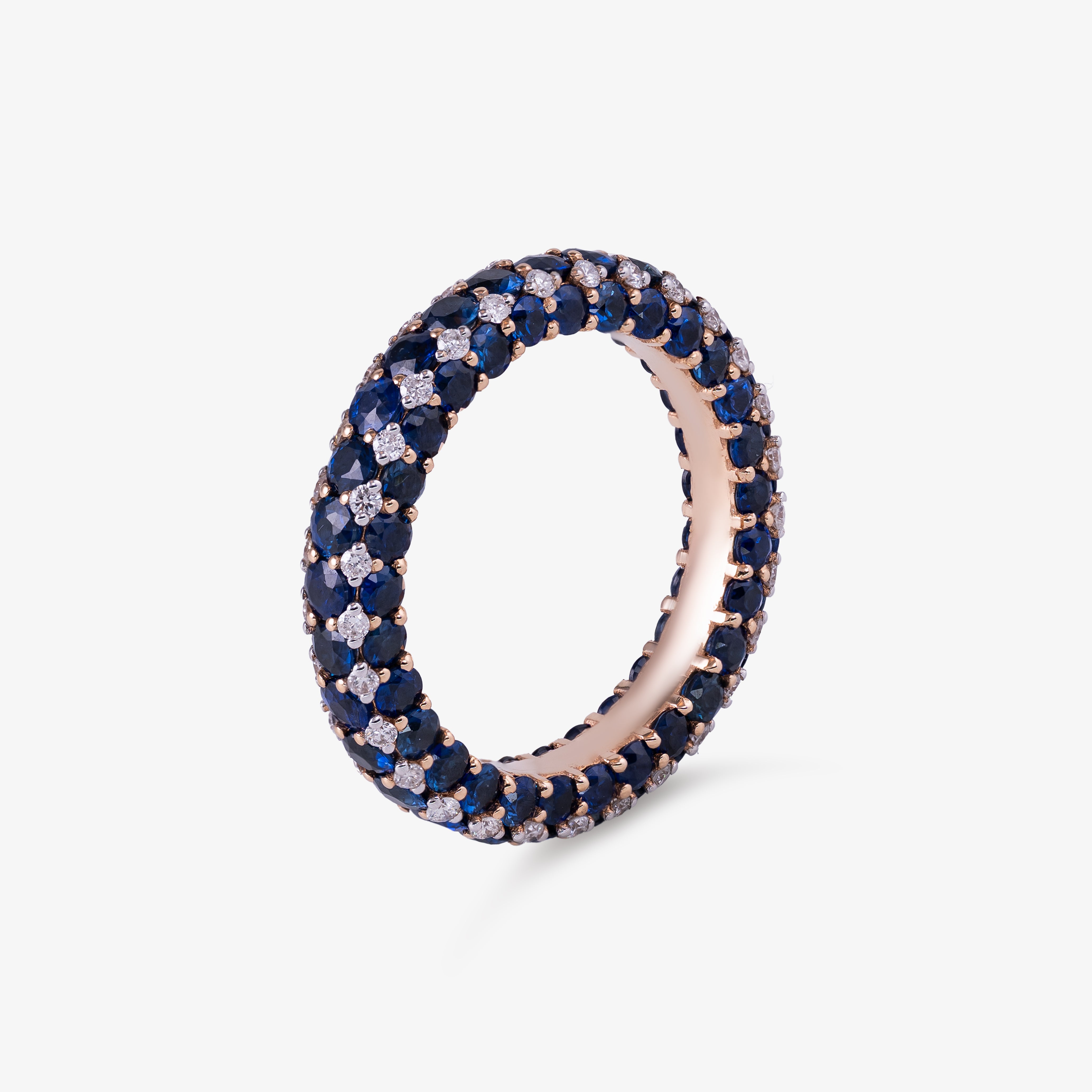 Inel eternity aur 18k cu safire 5.86 ct si diamante 0.58 ct