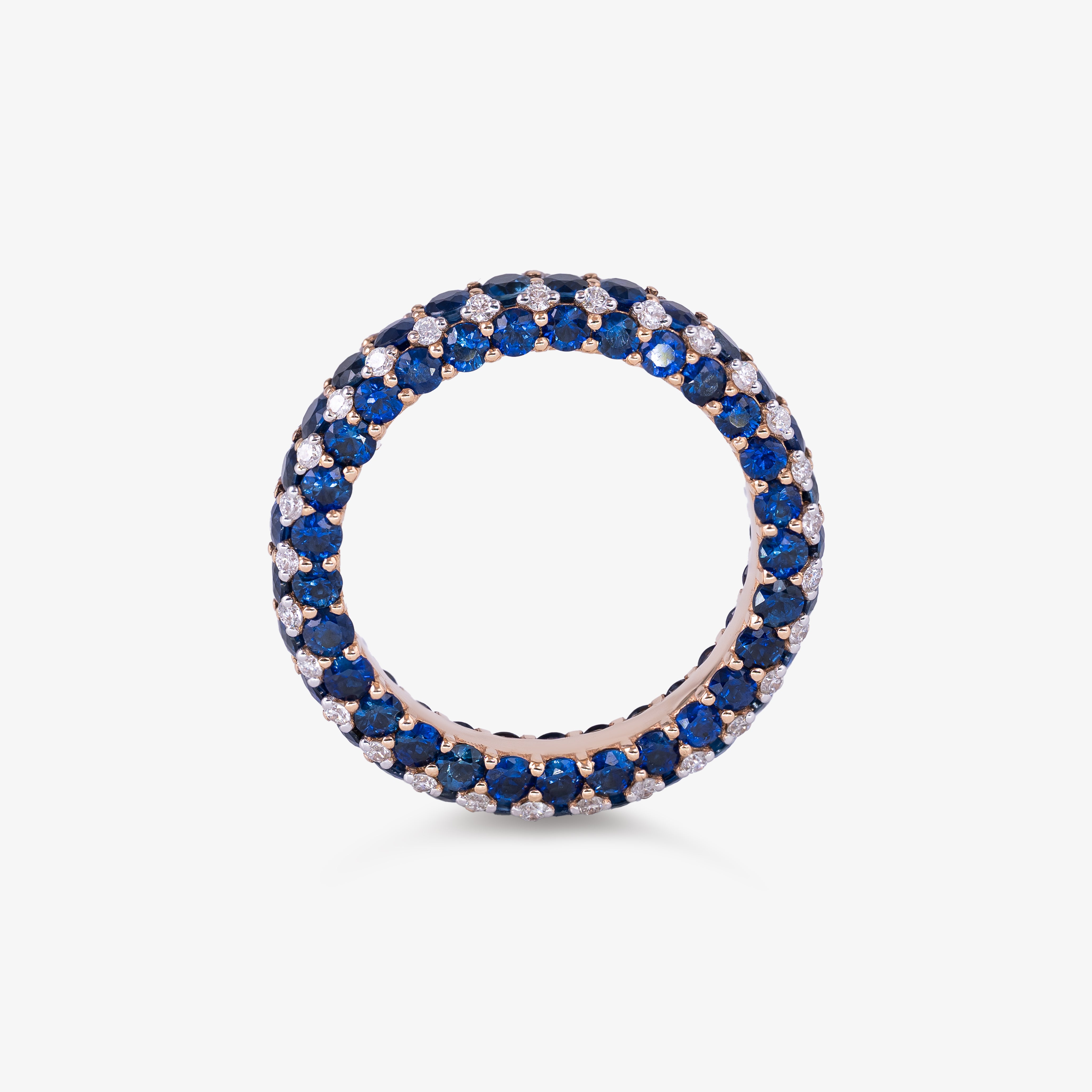 Inel eternity aur 18k cu safire 5.86 ct si diamante 0.58 ct