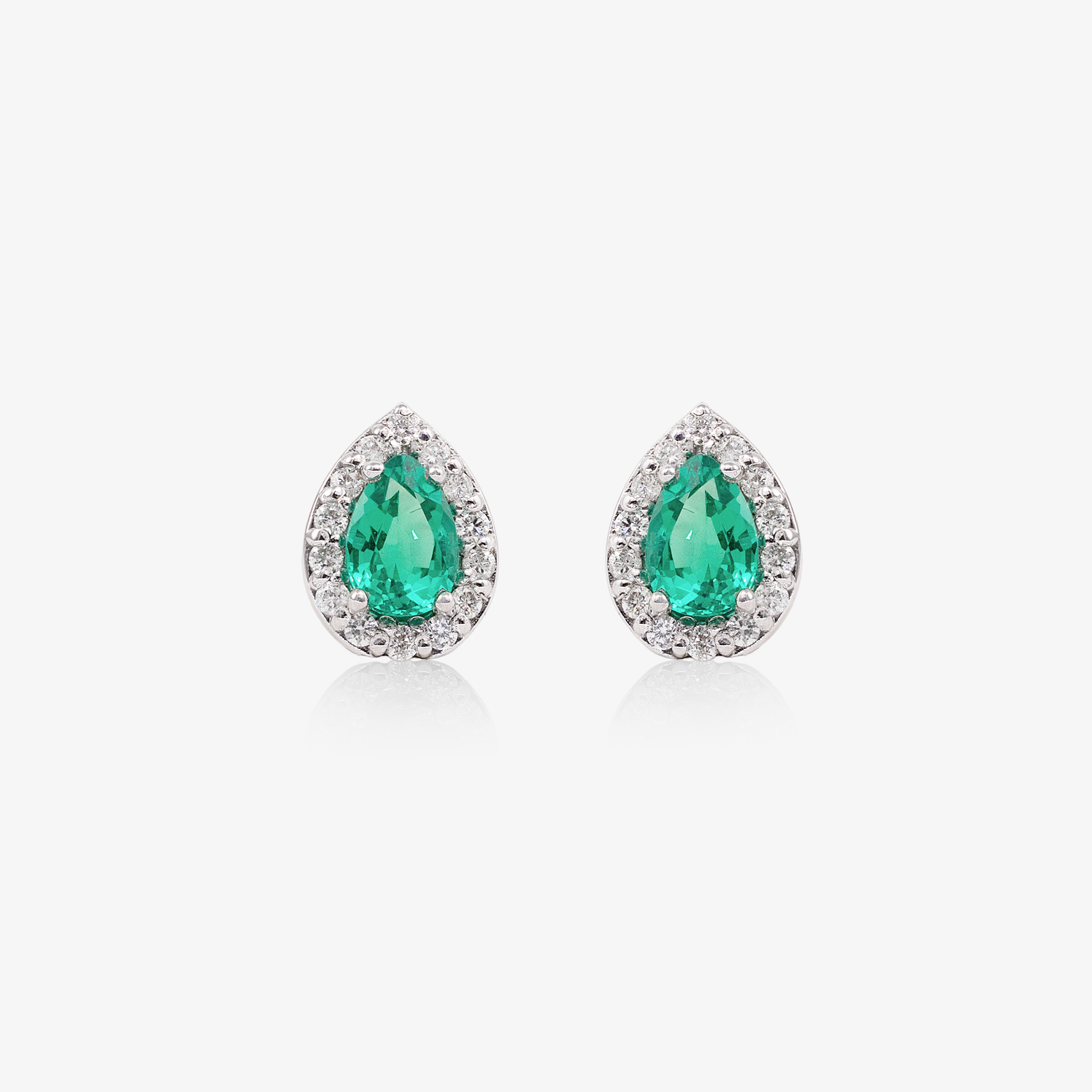 Cercei aur 18k cu smaralde 0.60 ct si diamante