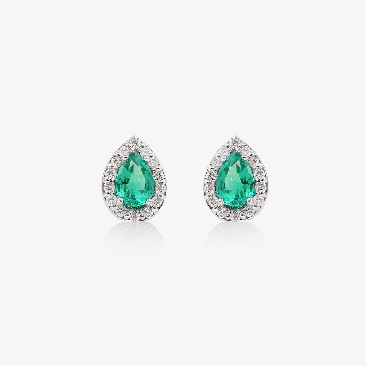 Cercei aur 18k cu smaralde 0.60 ct si diamante