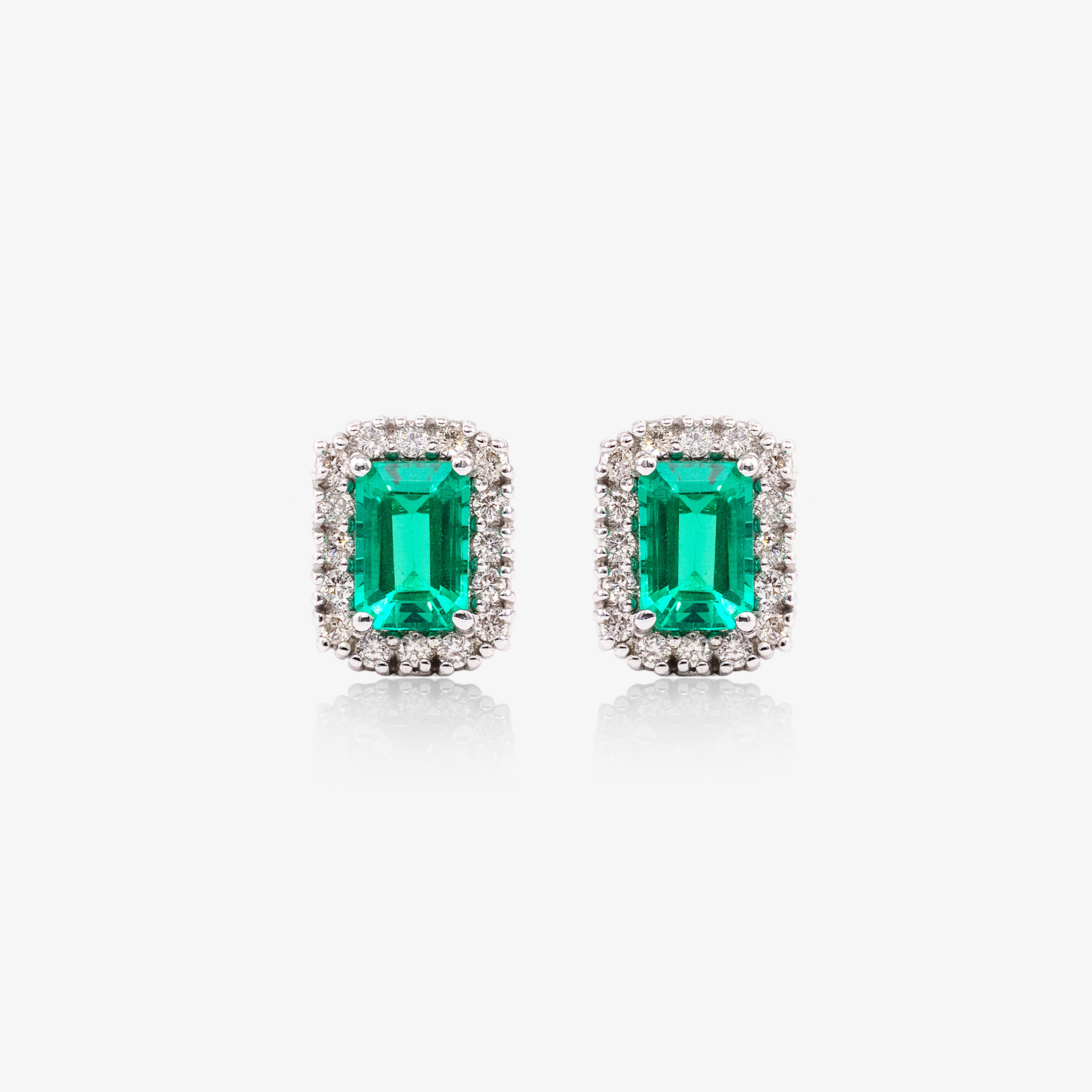 Cercei aur 18k cu smaralde 2.32ct si diamante 0.59ct