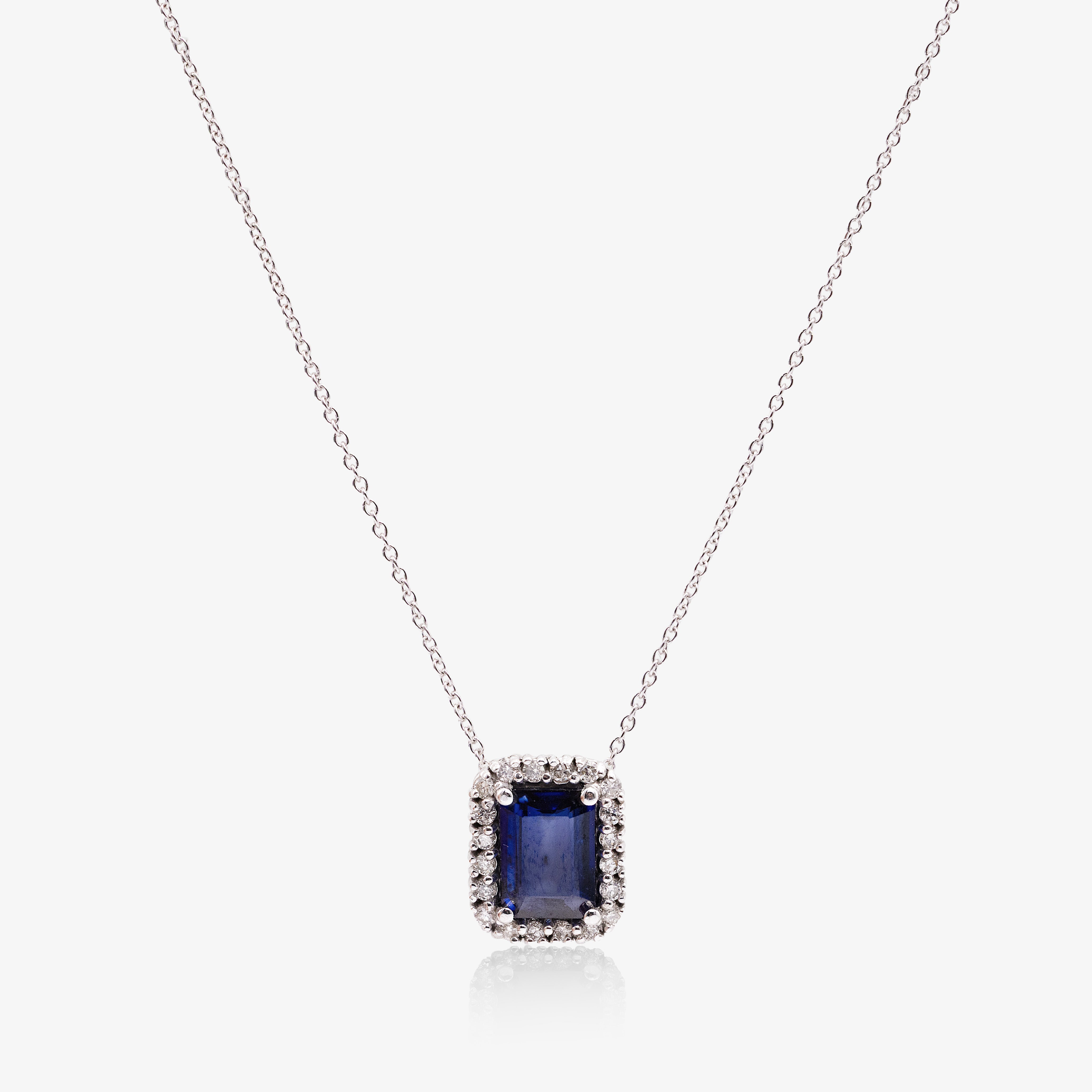 Colier aur 18k cu safir 1.00 ct si diamante