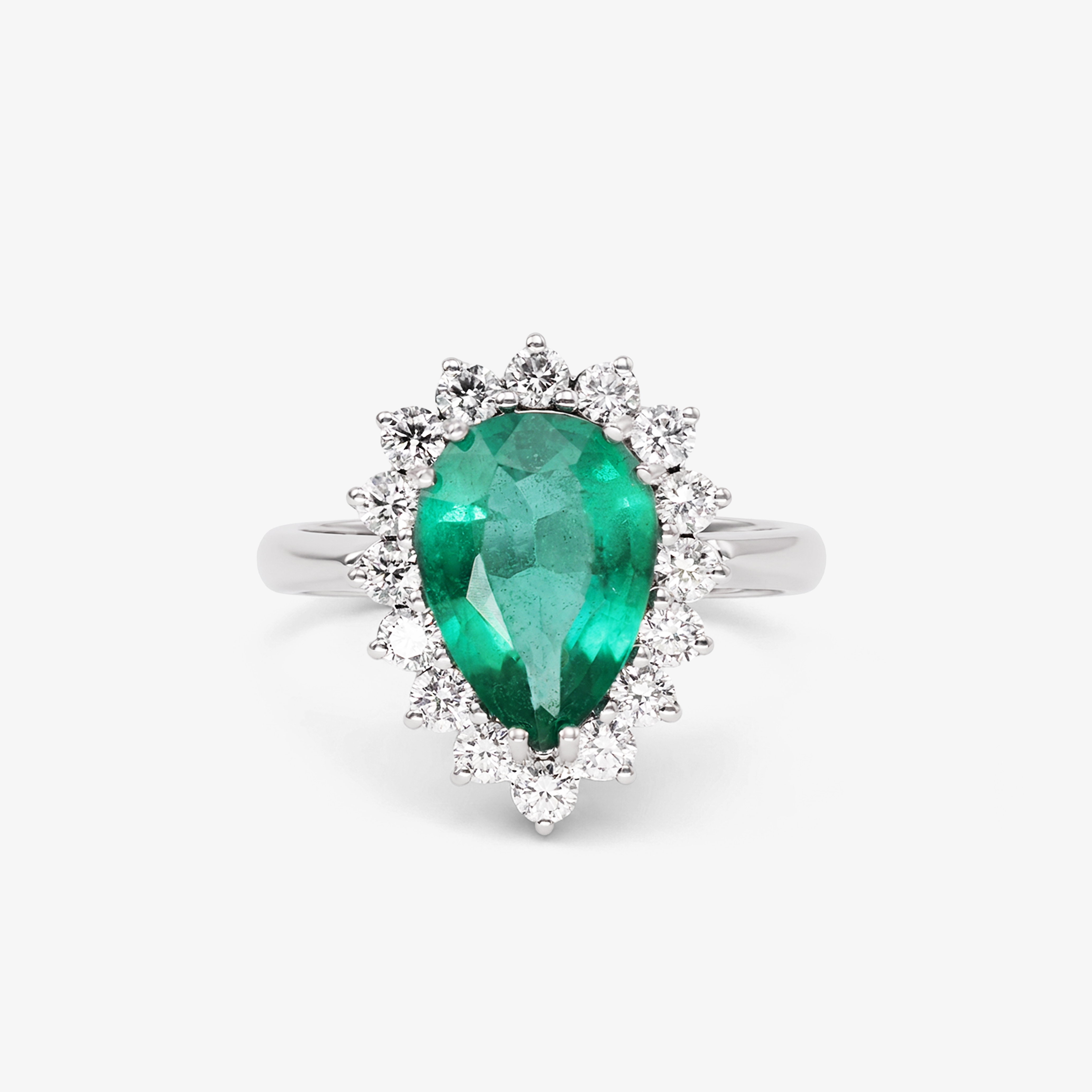 Inel aur 18k cu smarald 2.35 ct si diamante