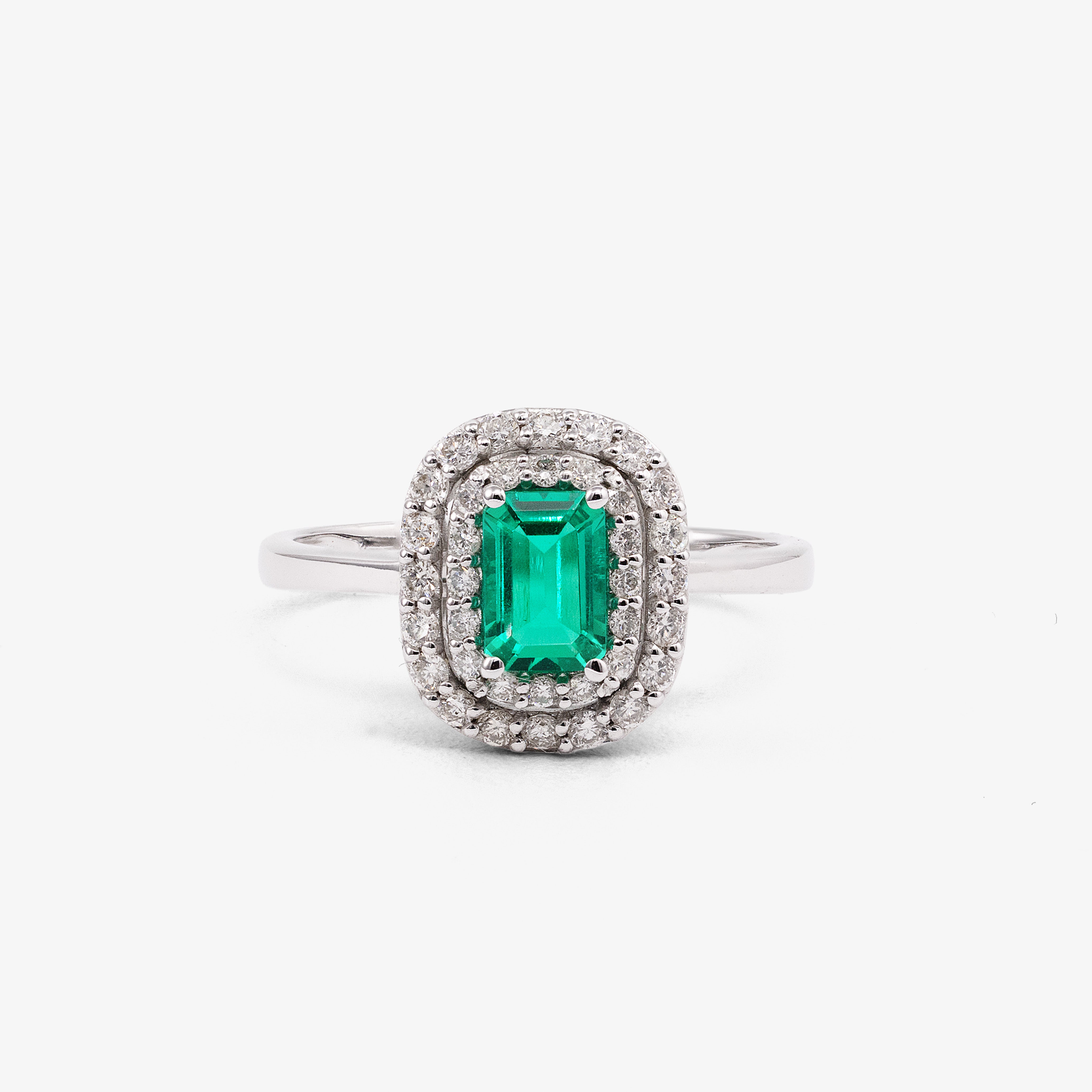 Inel aur 18k cu smarald 0.45 ct si diamante 0.34 ct