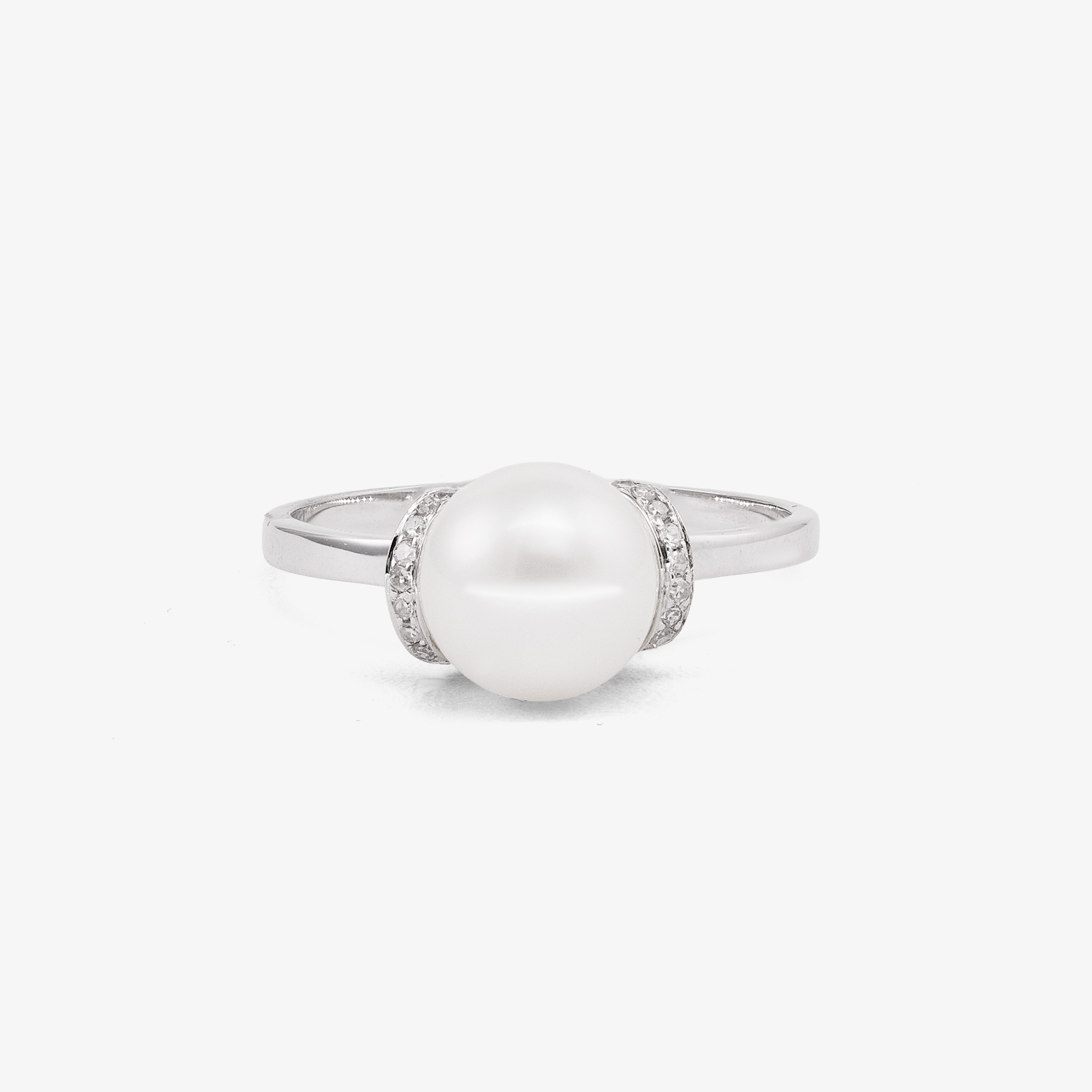 Inel aur 18k cu perla de cultura si diamante 0.08 ct