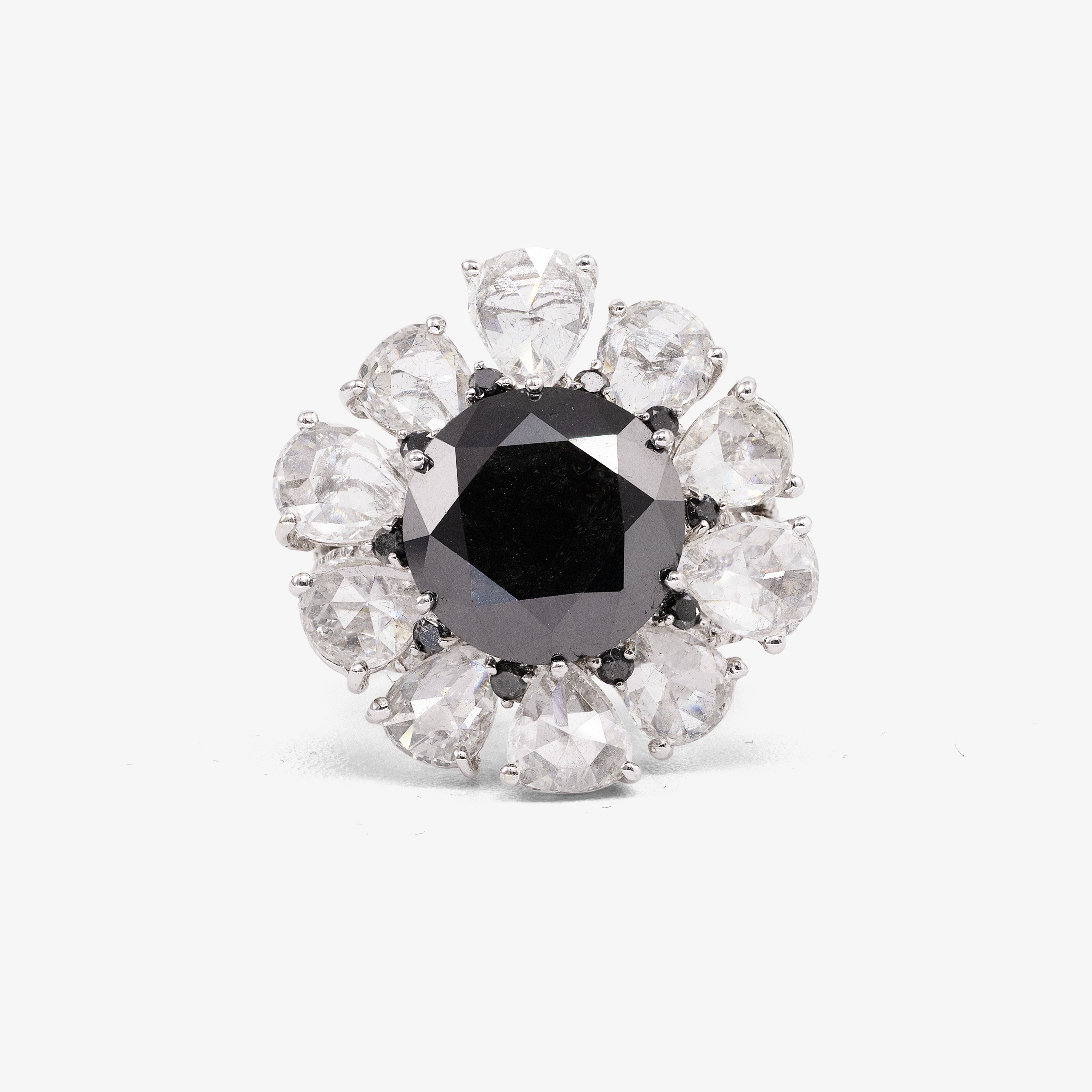 Set inel si cercei aur 18k cu diamante rose cut 22.23 ct