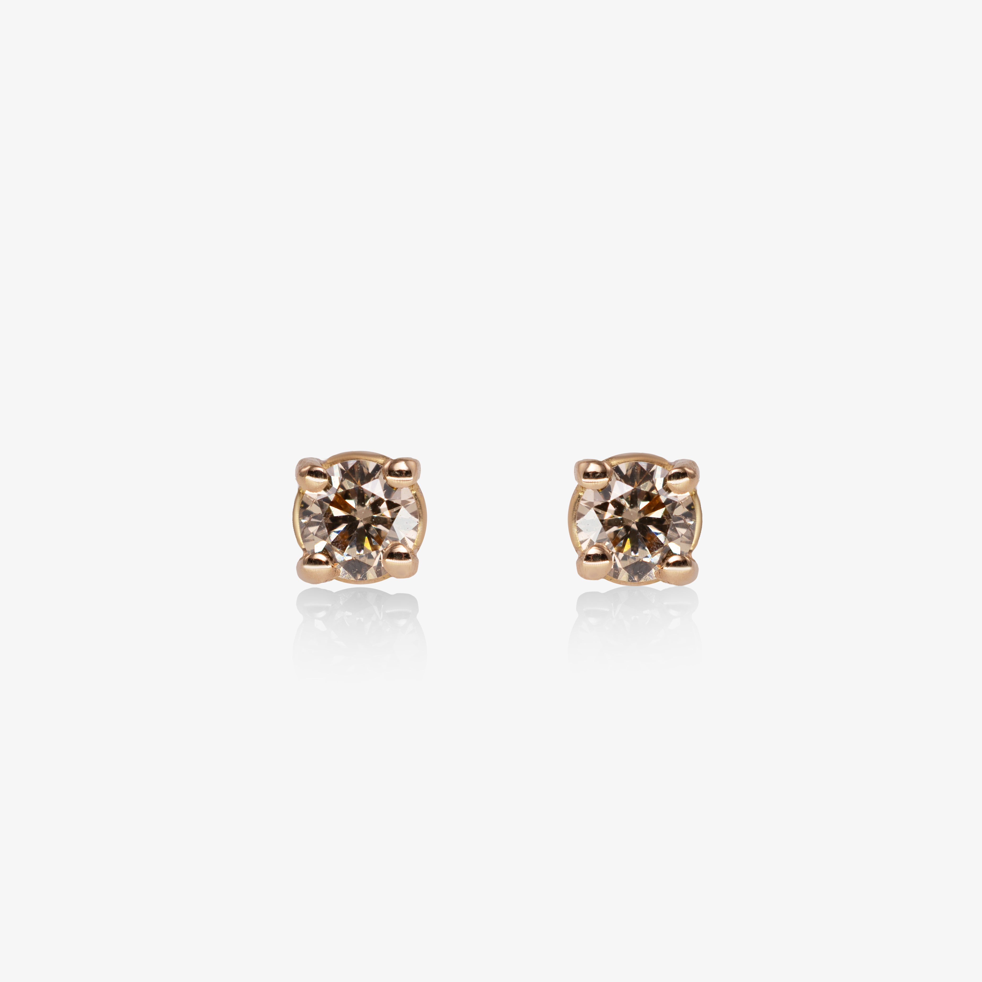 Cercei aur roz 18k cu diamante brown