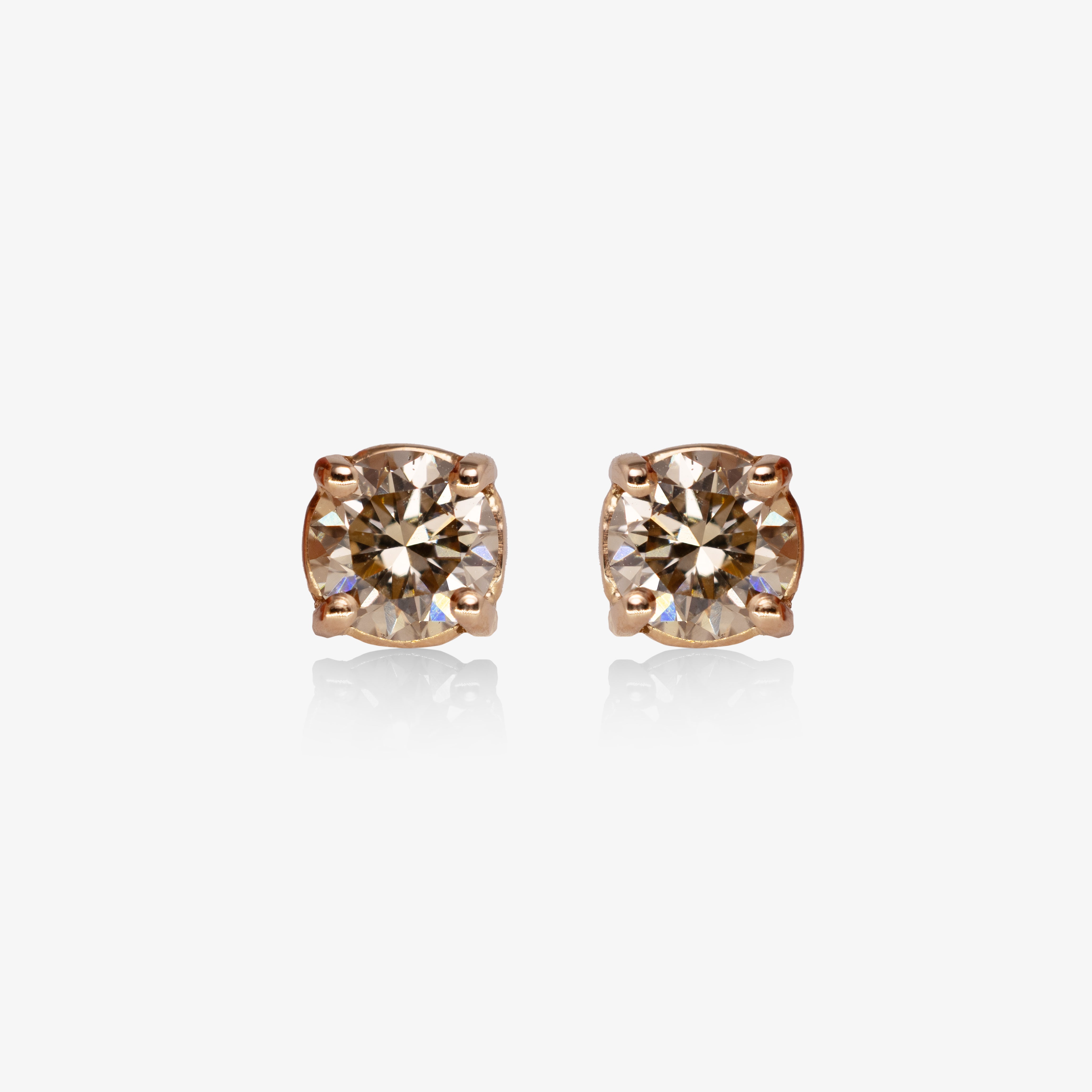Cercei aur roz 18k cu diamante brown