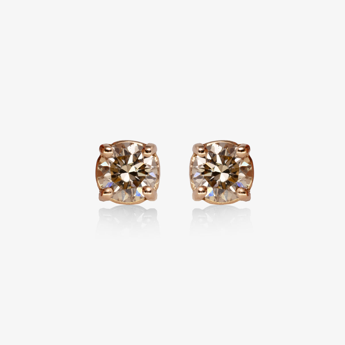 Cercei aur roz 18k cu diamante brown
