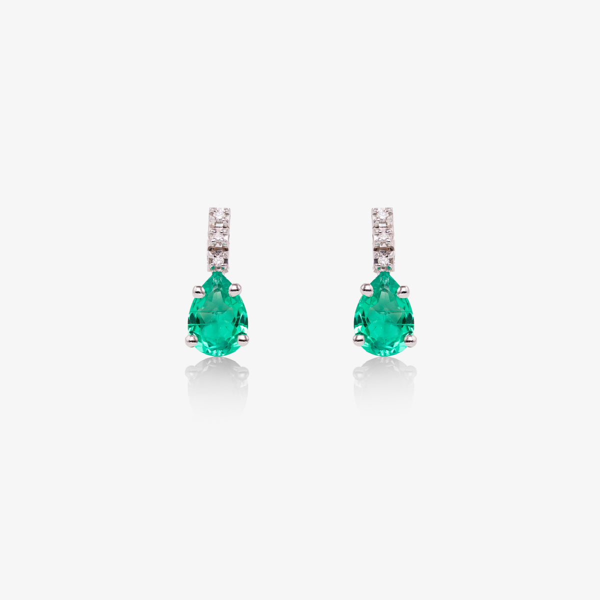 Cercei aur 18k cu smaralde 1.60 ct si diamante