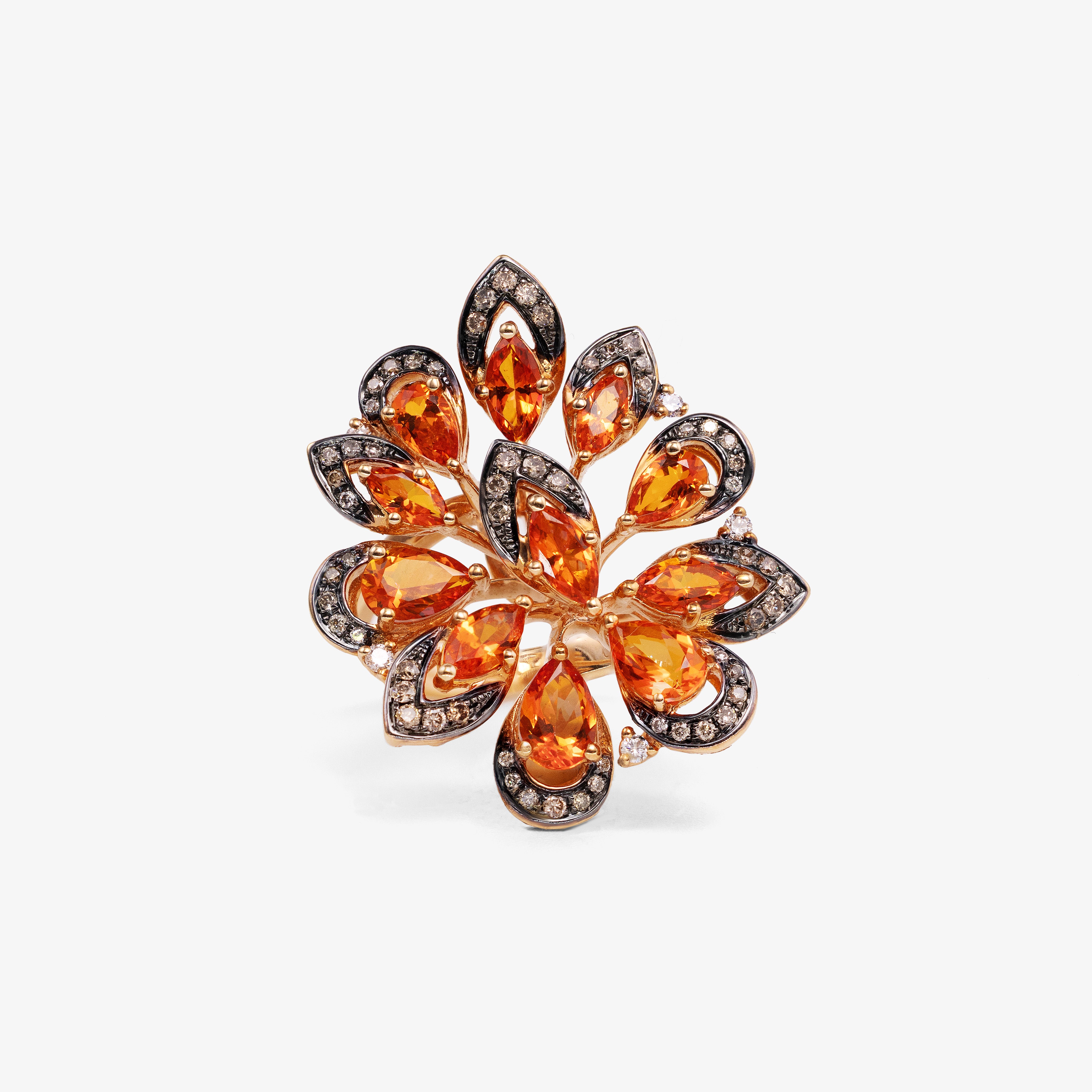Inel aur Orange Bloom 18k cu topaz 2.76 ct si diamante