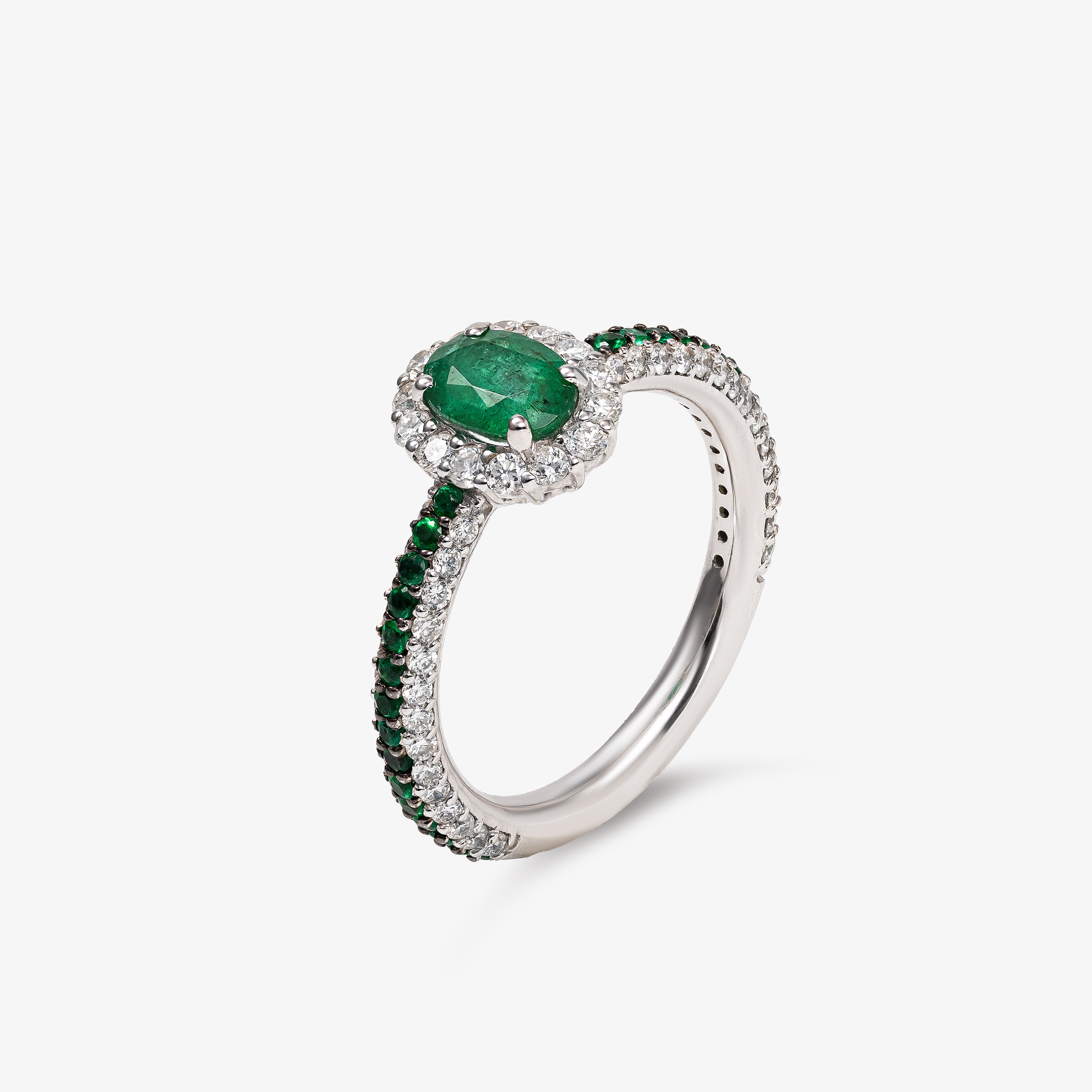 Inel aur 18k cu smaralde 1.04 ct si diamante