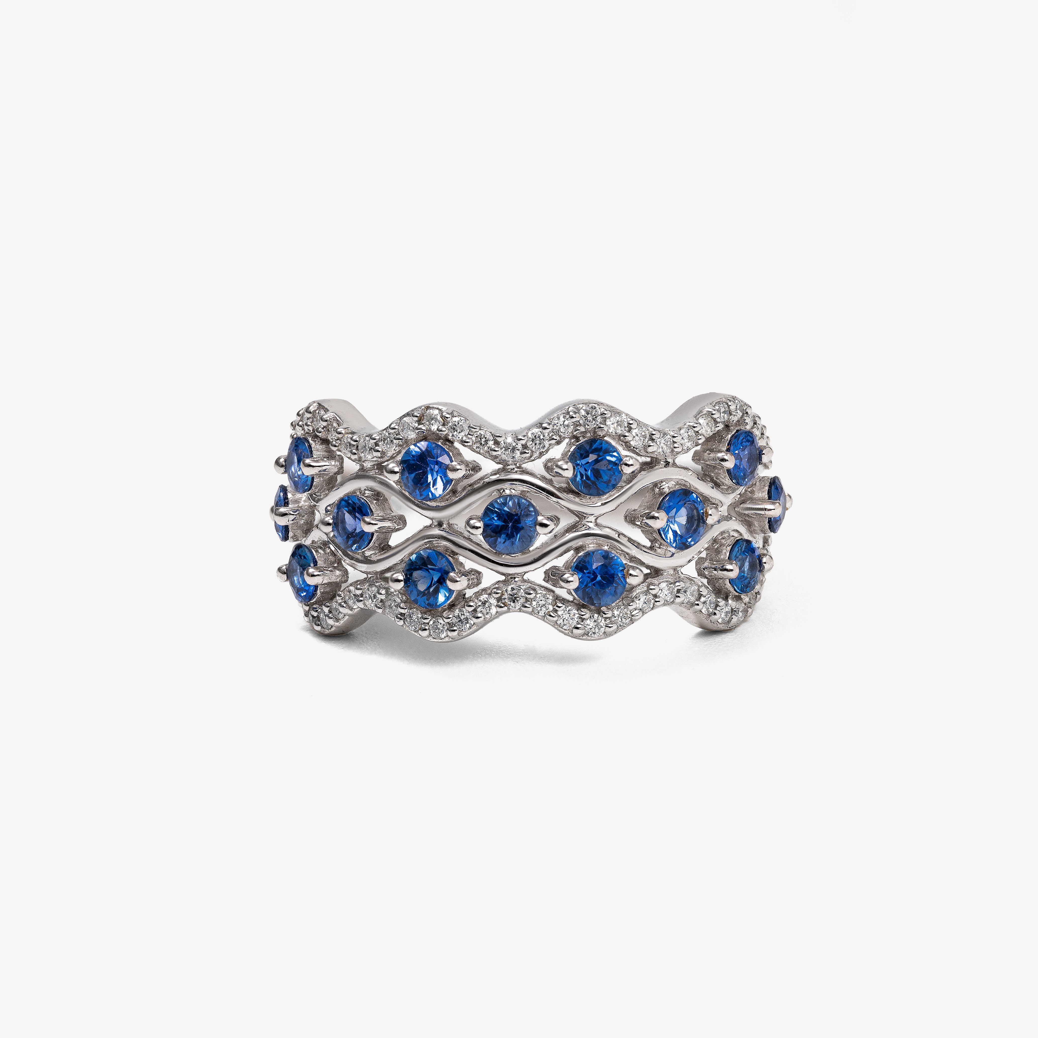 Inel aur 18k cu safire 1.06 ct si diamante
