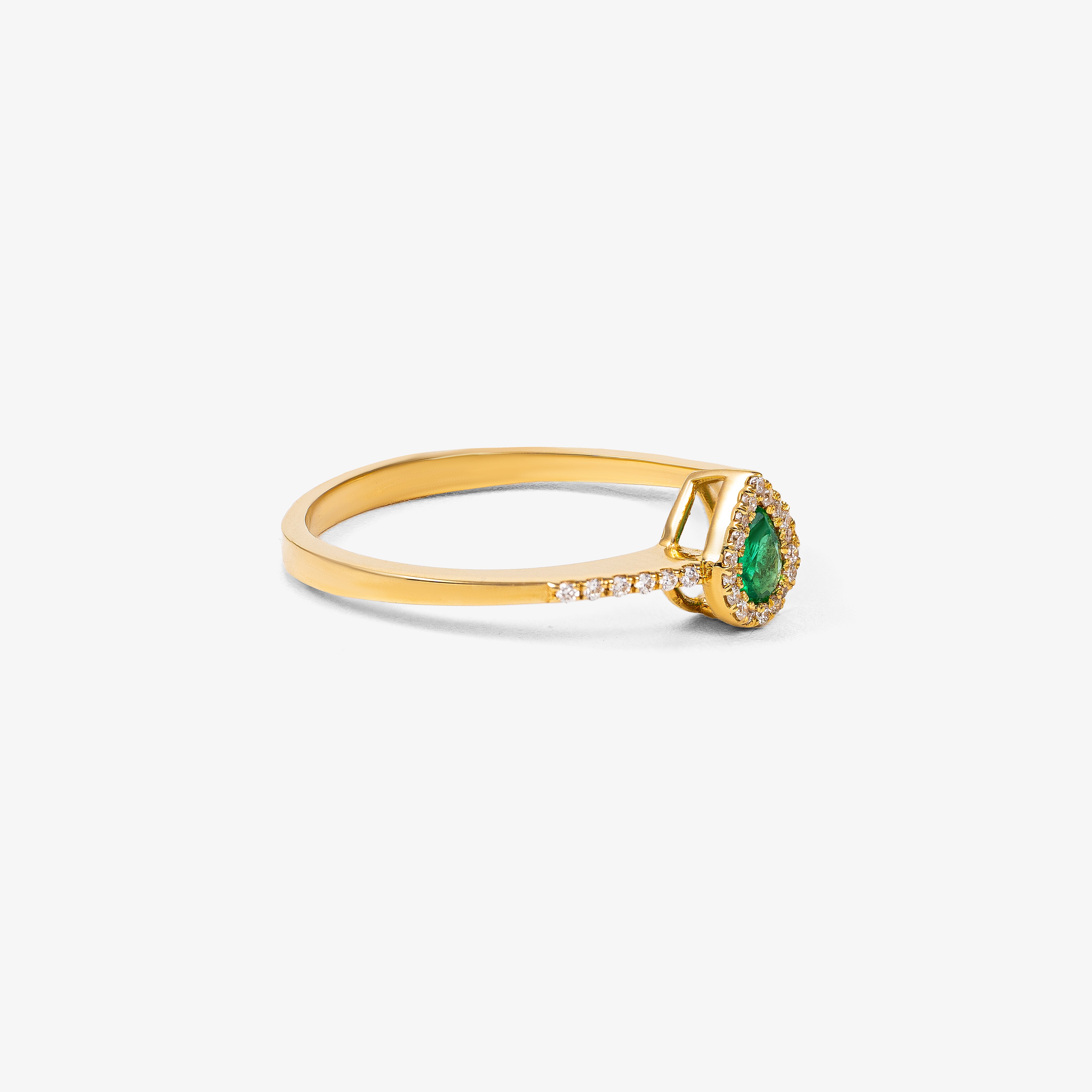 Inel aur 18k cu smarald 0.14 ct si diamante