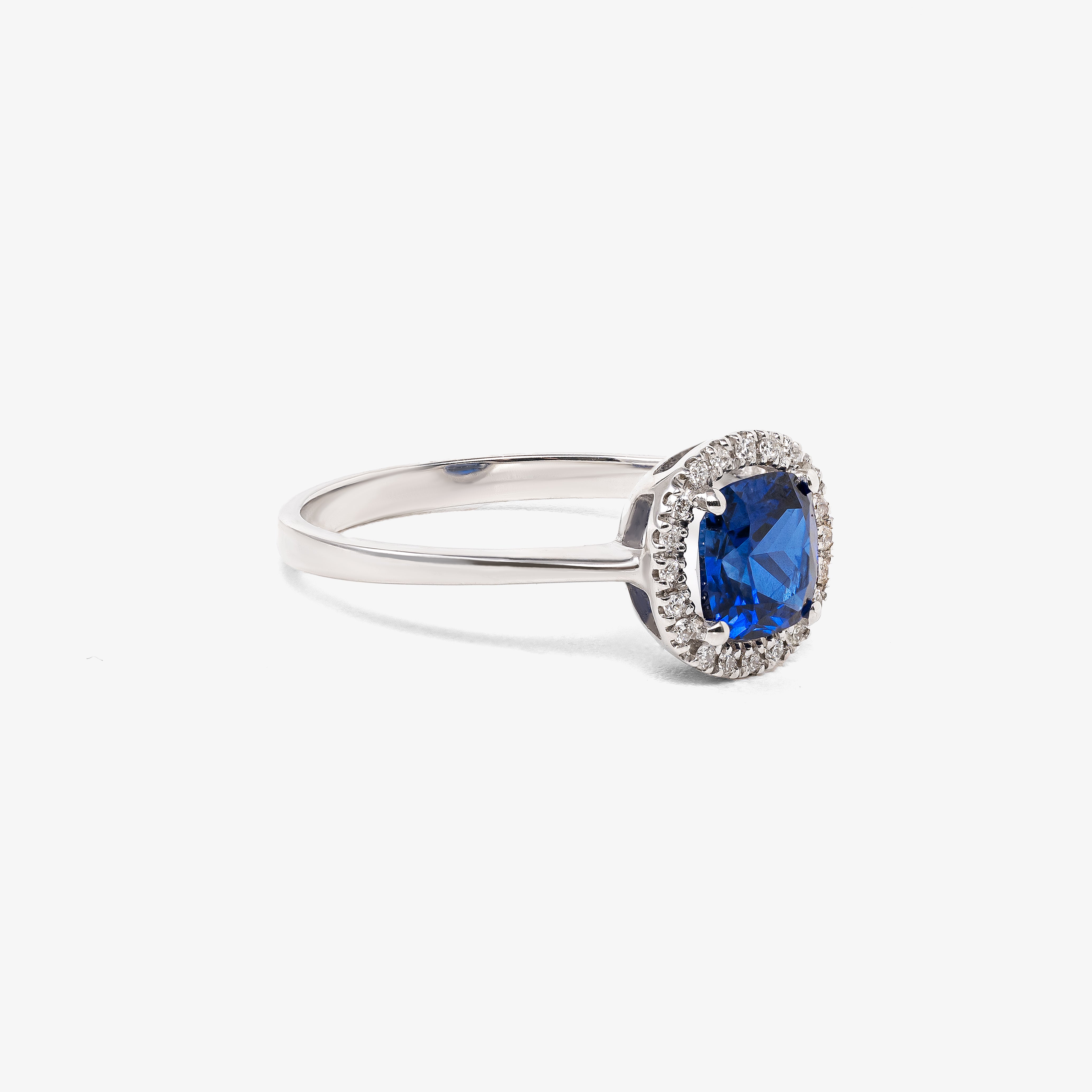 Inel aur 18k cu safir 1.20 ct si diamante 0.10 ct