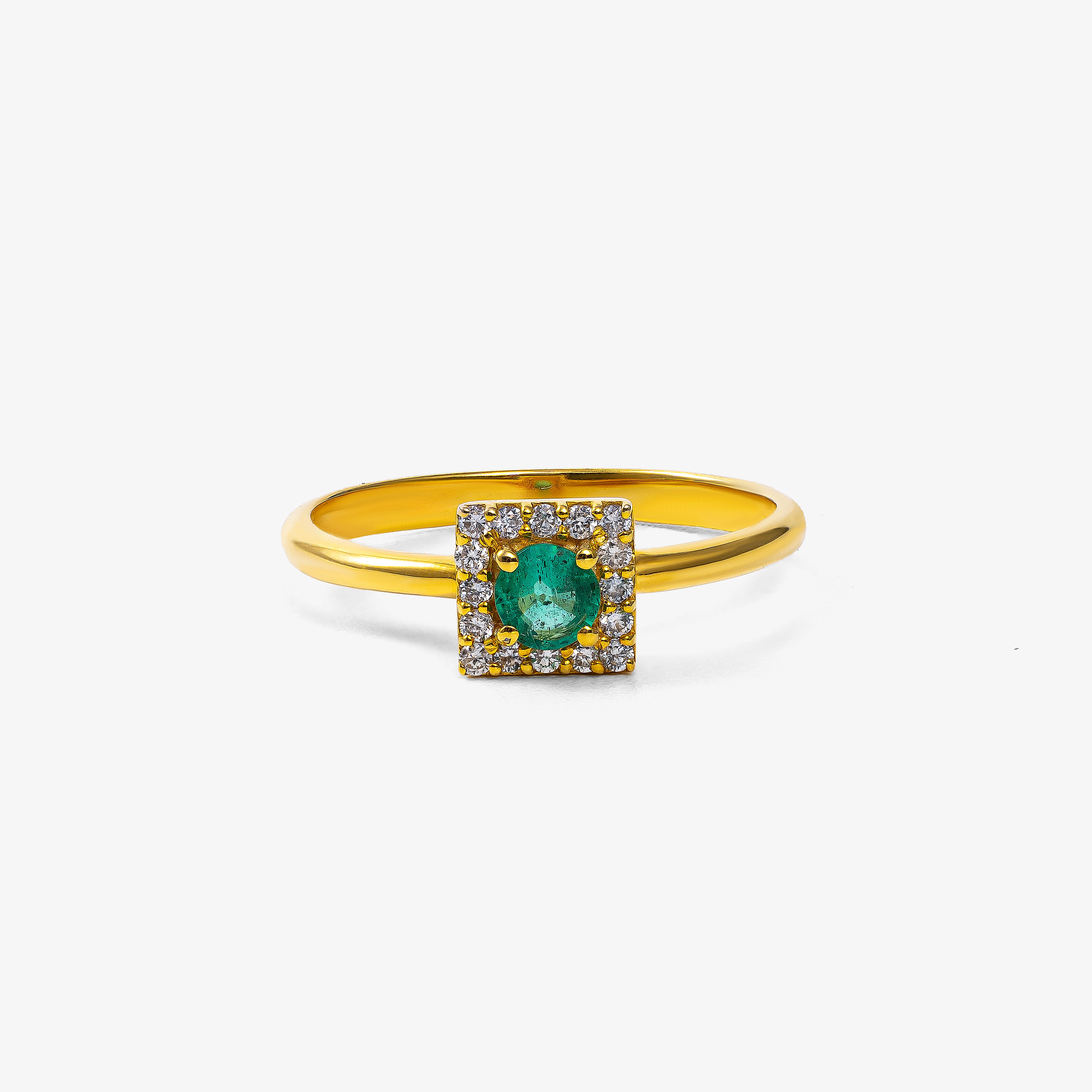Inel aur 18k cu smarald 0.22 ct si diamant 0.14 ct
